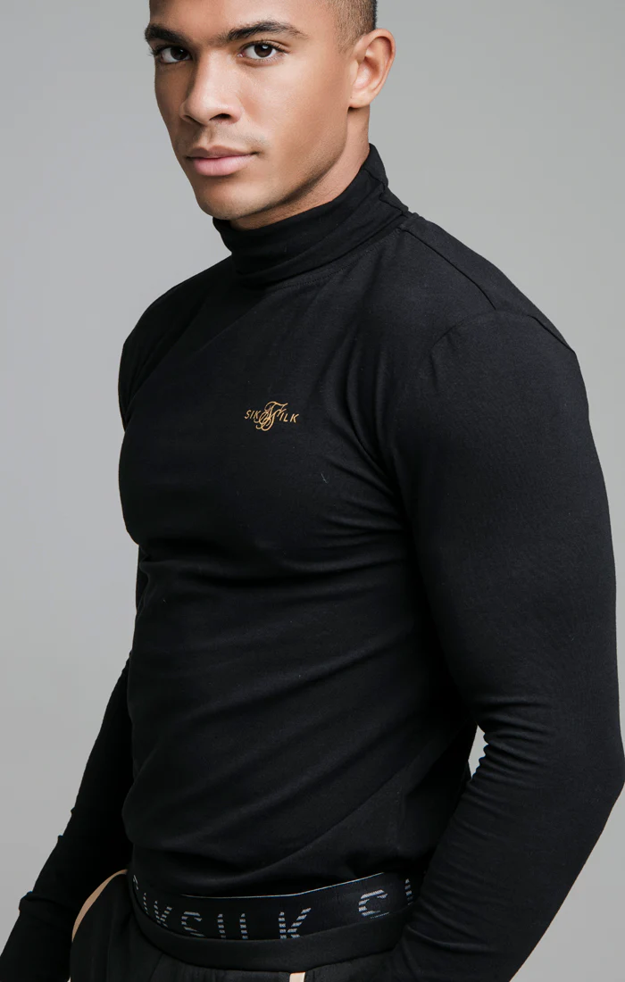 Black Long Sleeve Sport Turtleneck Top - Image 2