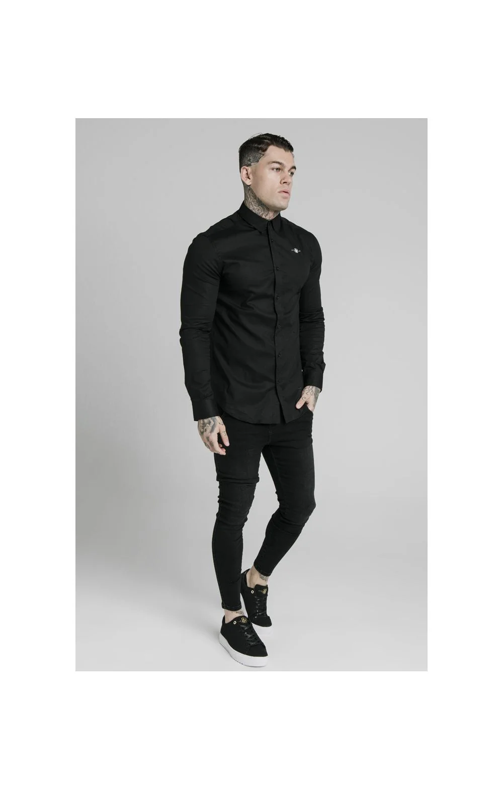 Black Long Sleeve Standard Collar Shirt - Image 3