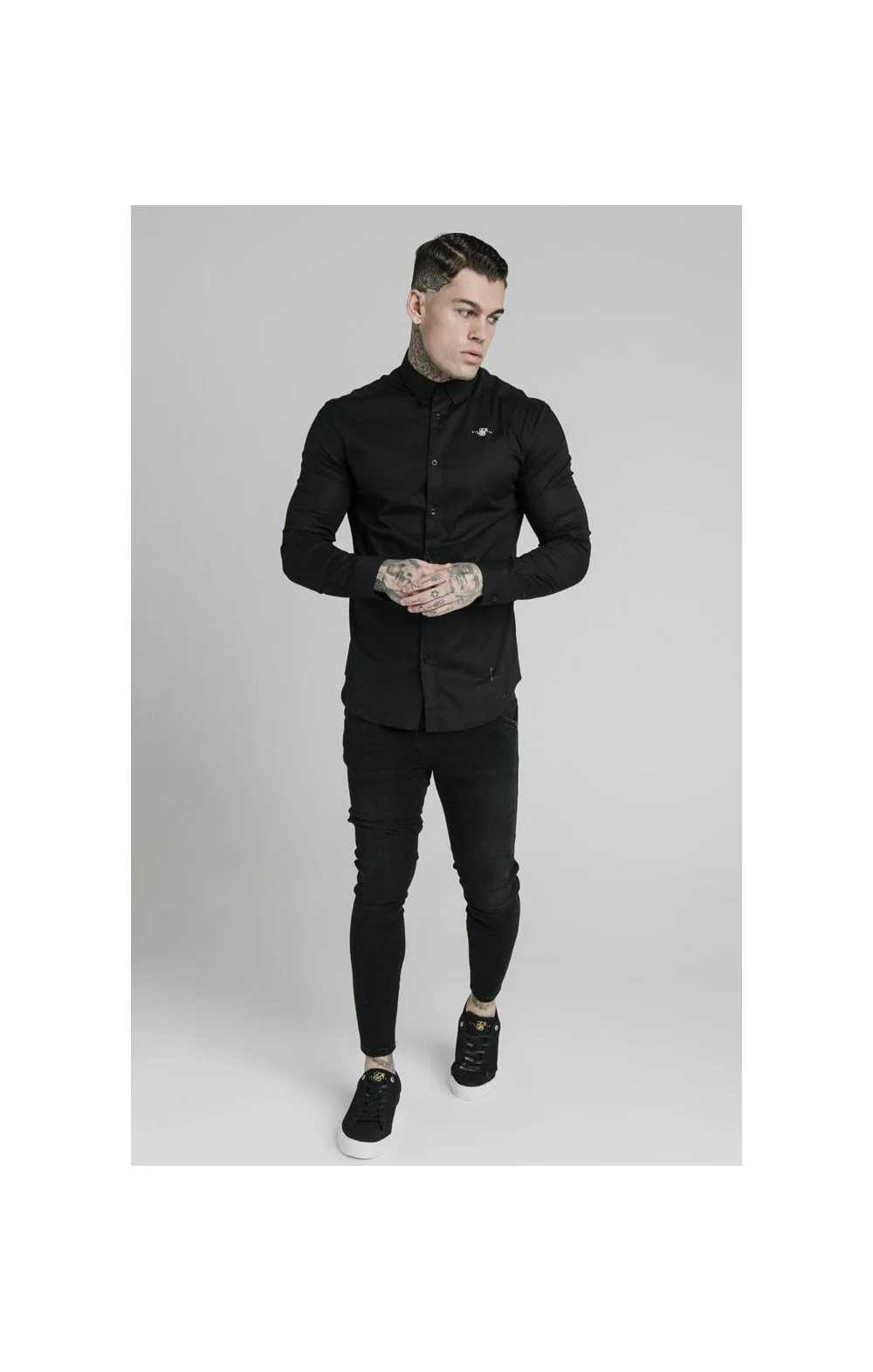 Black Long Sleeve Standard Collar Shirt - Image 4