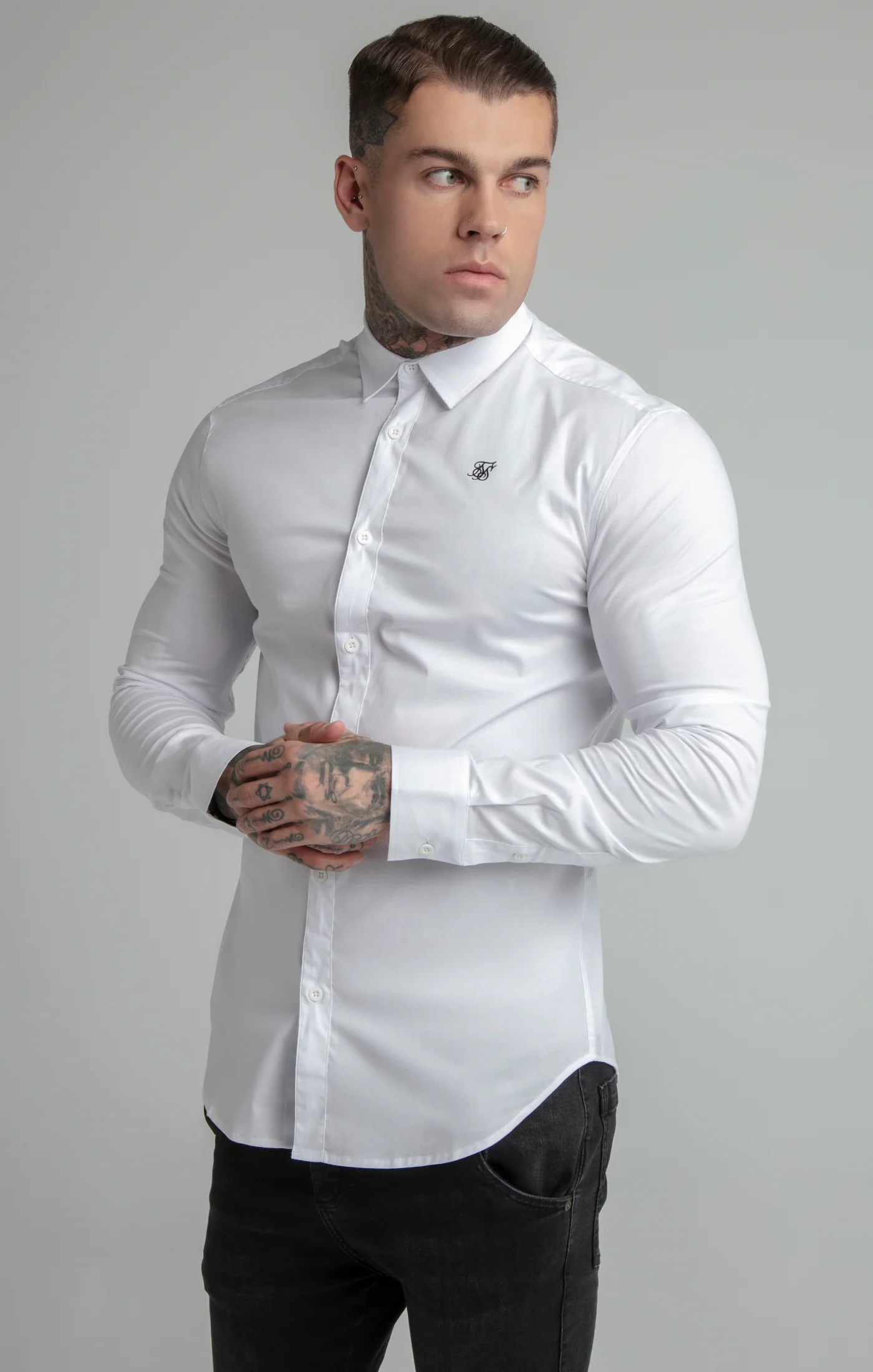 SikSilk L/S Standard Collar Shirt - White - Image 2