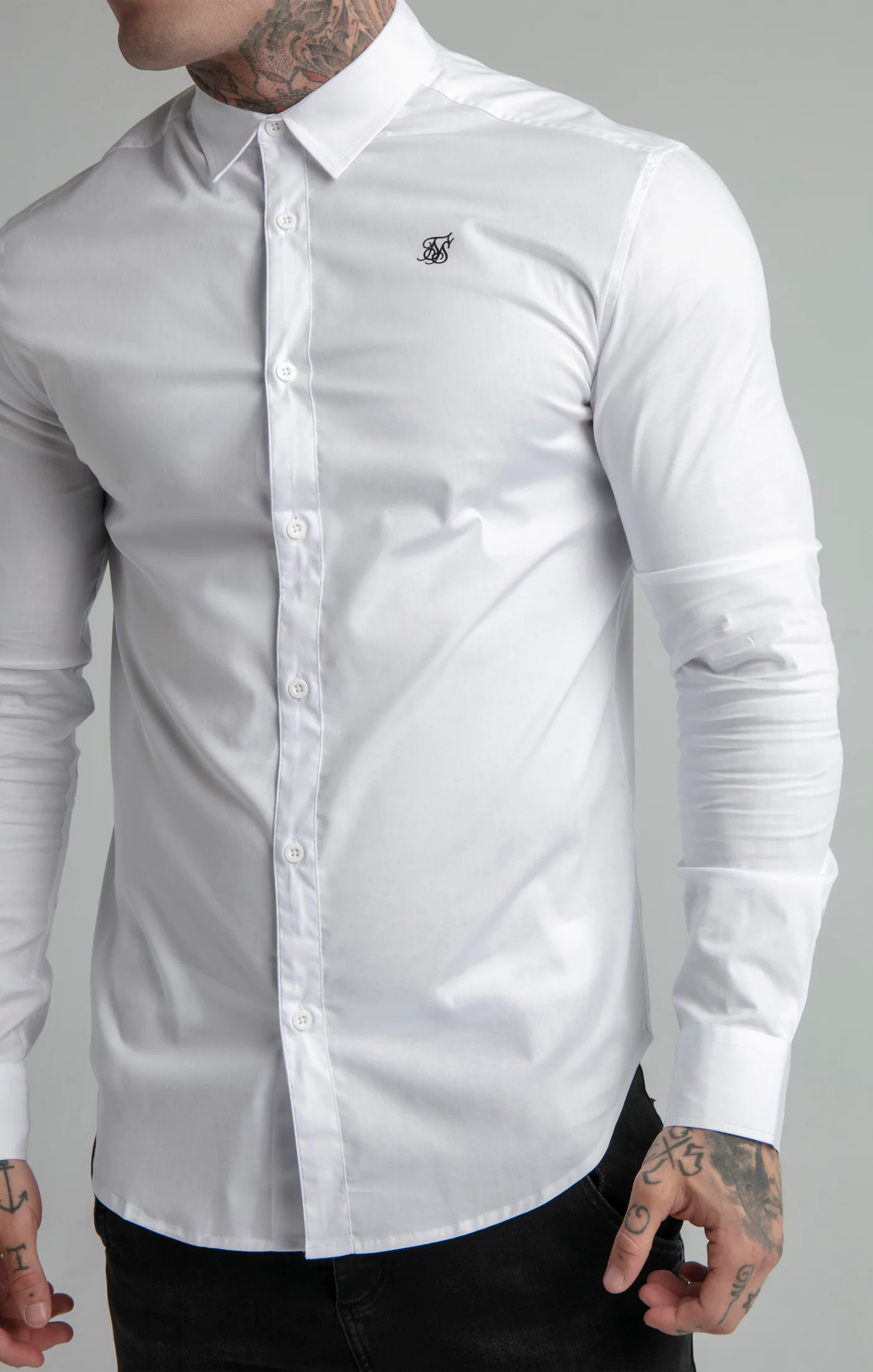 SikSilk L/S Standard Collar Shirt - White - Image 3