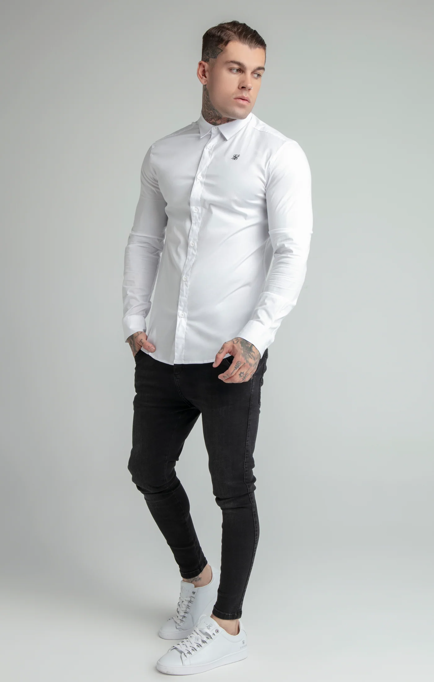 SikSilk L/S Standard Collar Shirt - White - Image 4