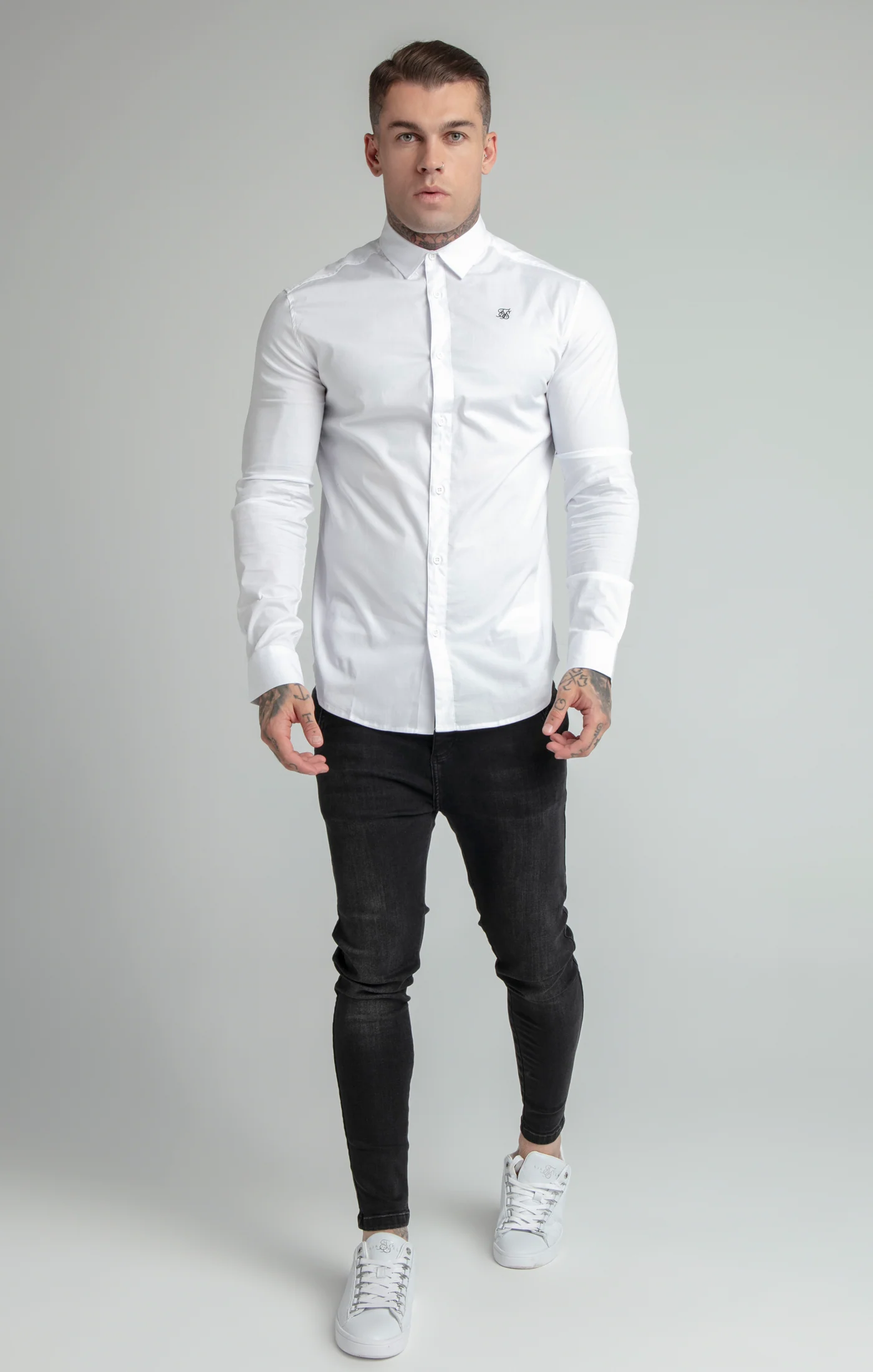 SikSilk L/S Standard Collar Shirt - White - Image 5