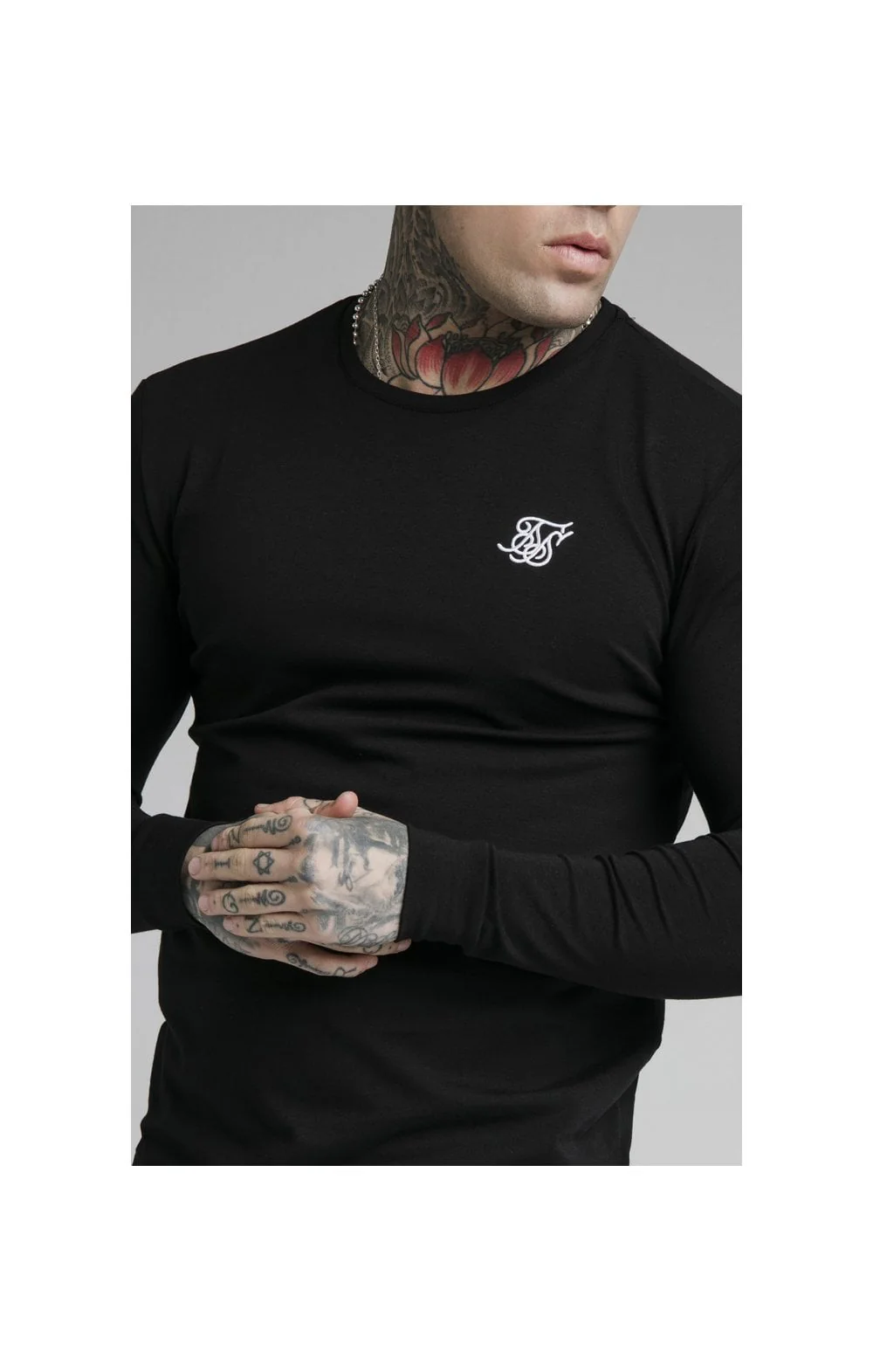 Black Essential Long Sleeve Muscle Fit T-Shirt - Image 2