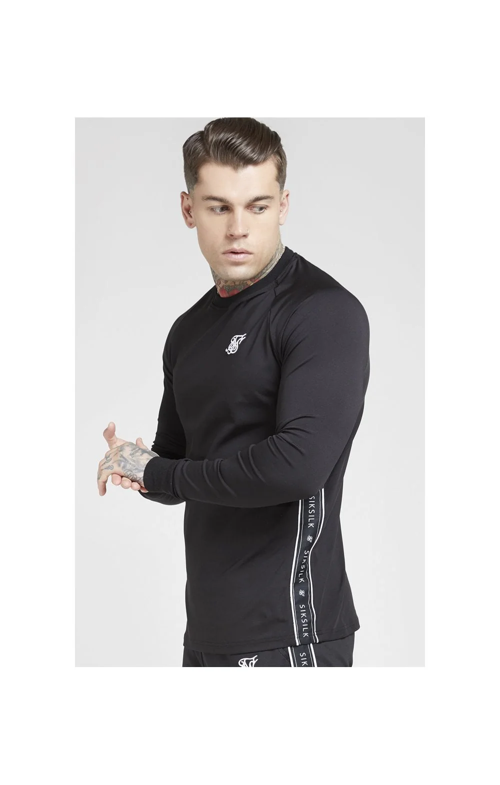 SikSilk L/S Tape Performance Sweater - Black