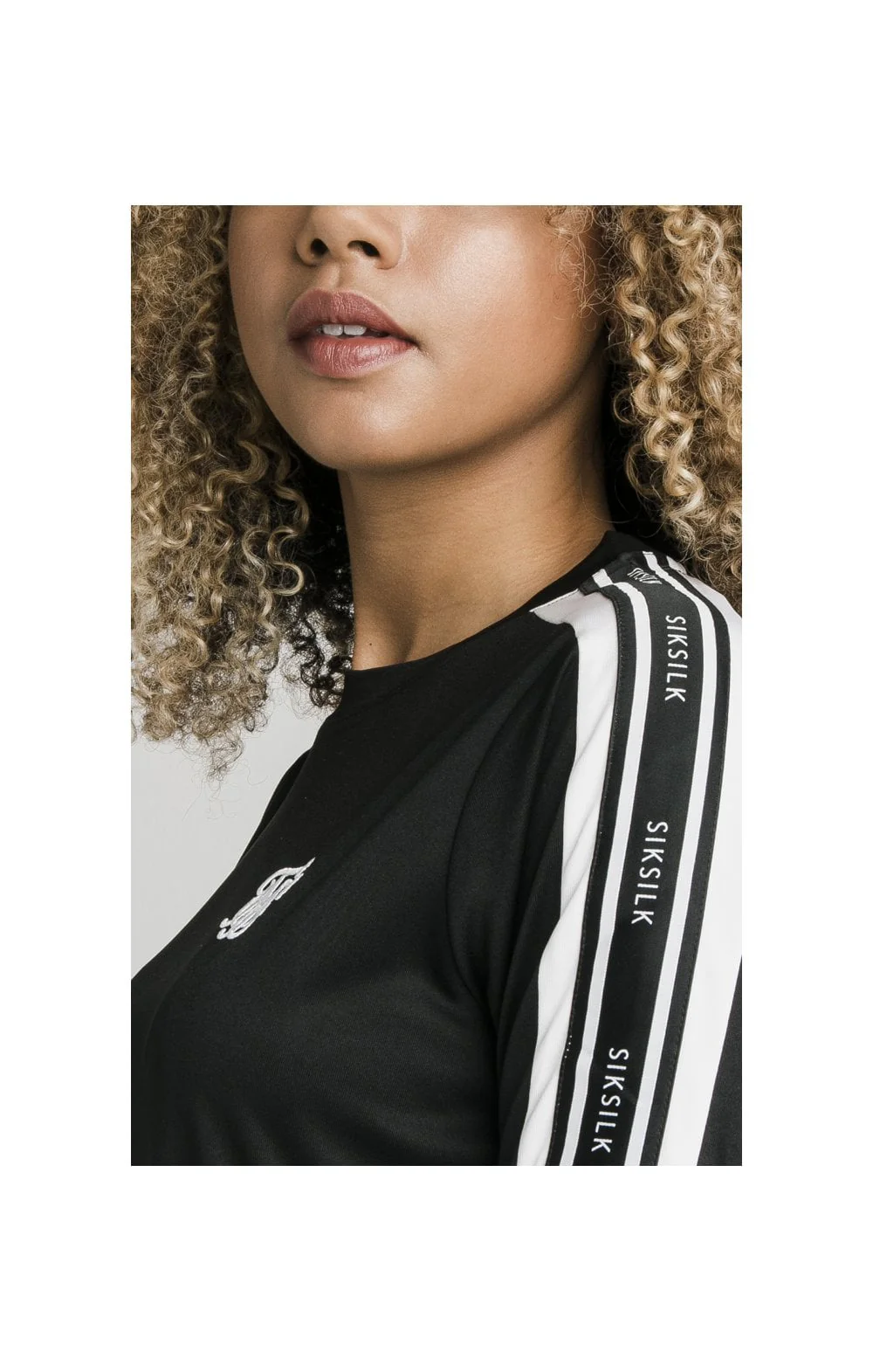 SikSilk L/S Taped Poly Tee - Black & White - Image 2