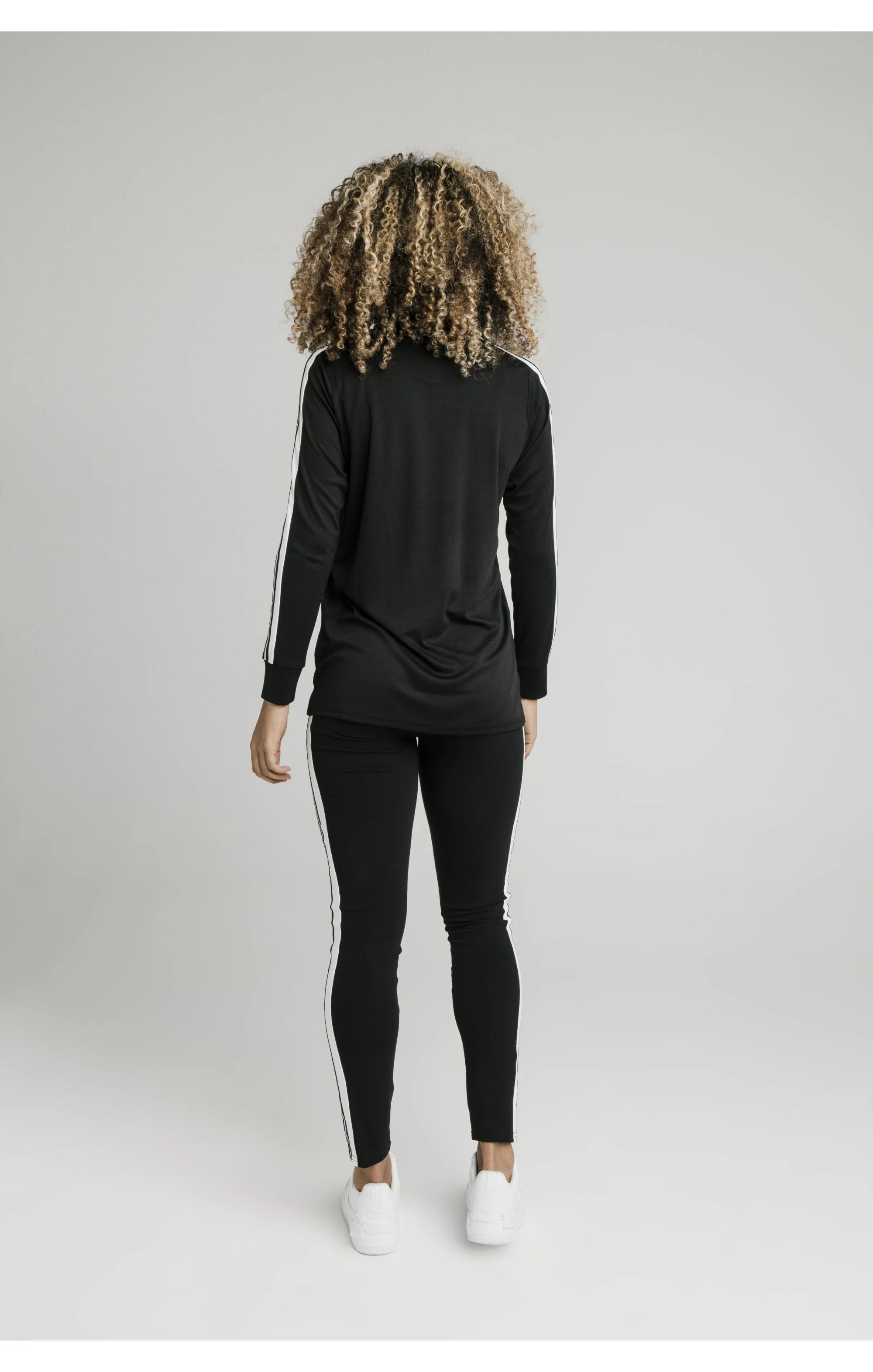 SikSilk L/S Taped Poly Tee - Black & White - Image 7