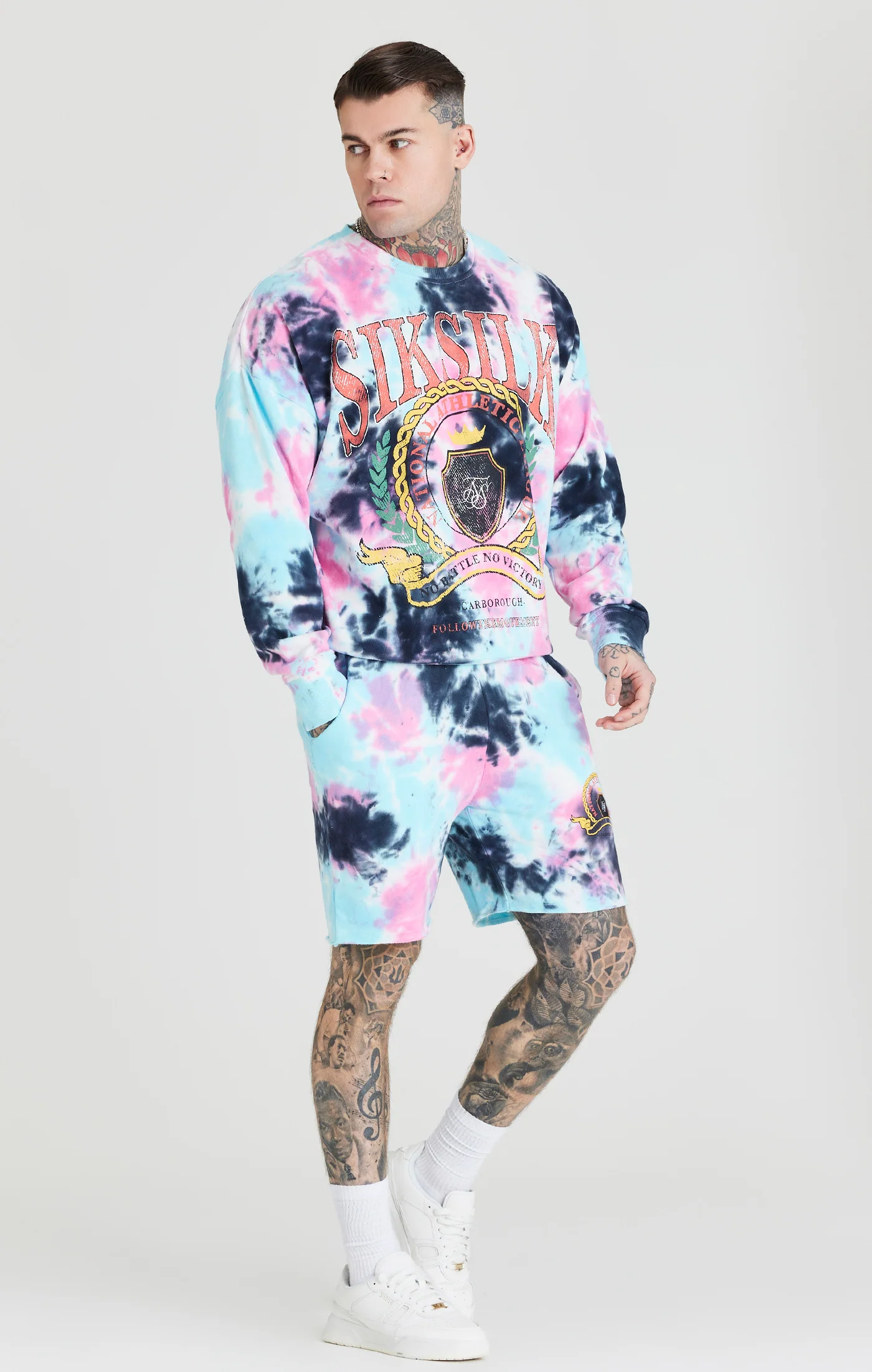 White Tie Dye Varsity Sweatshirt - Image 3