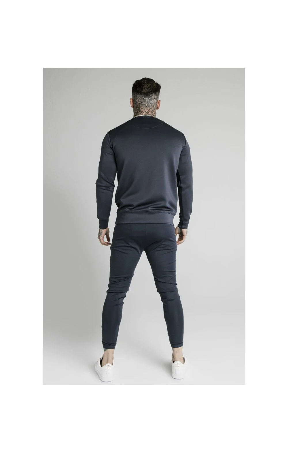 SikSilk L/S Tri-Fade Panel Sweater - Navy Pacific Fade - Image 5