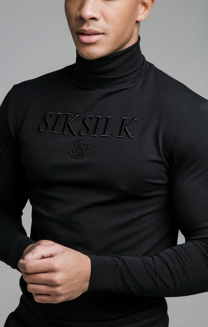 SikSilk L/S Turtle Neck Gym Tee - Black - Image 5