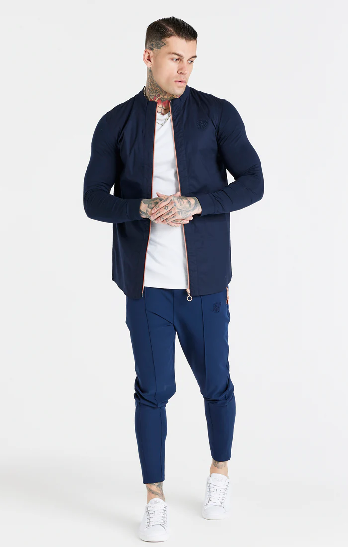 SikSilk L/S Zip Shirt - Navy - Image 6