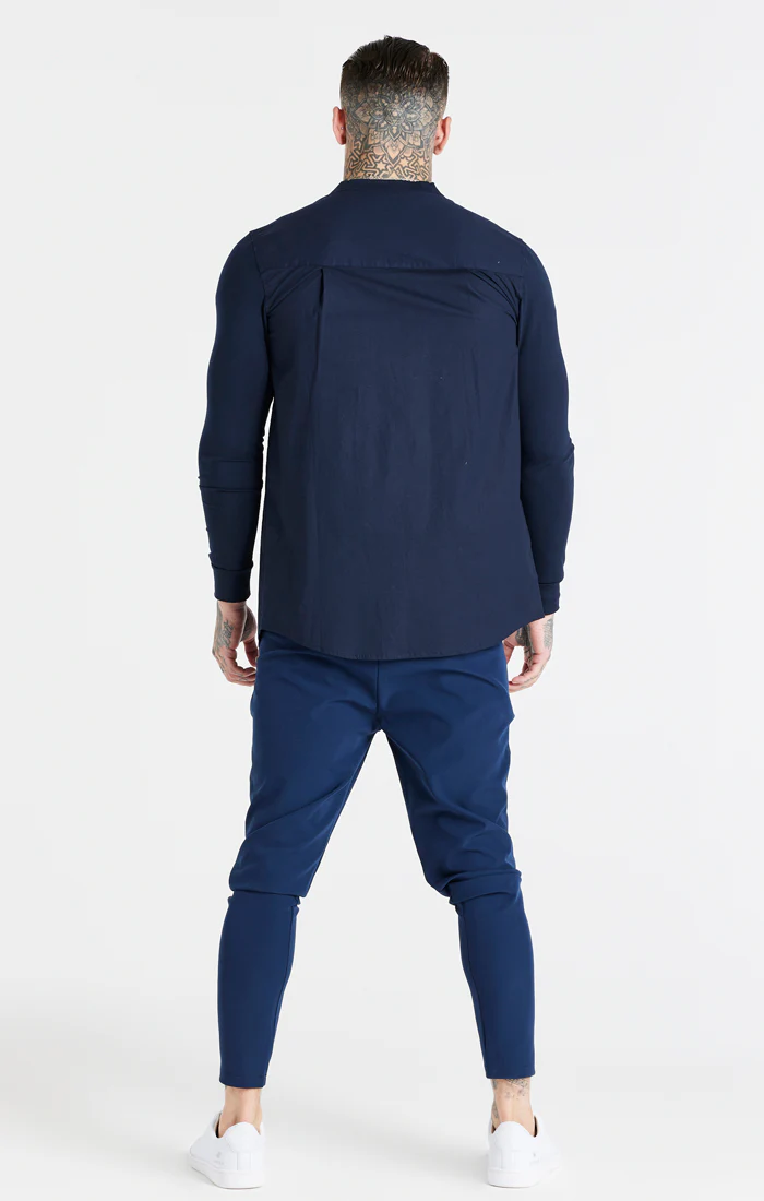 SikSilk L/S Zip Shirt - Navy - Image 8