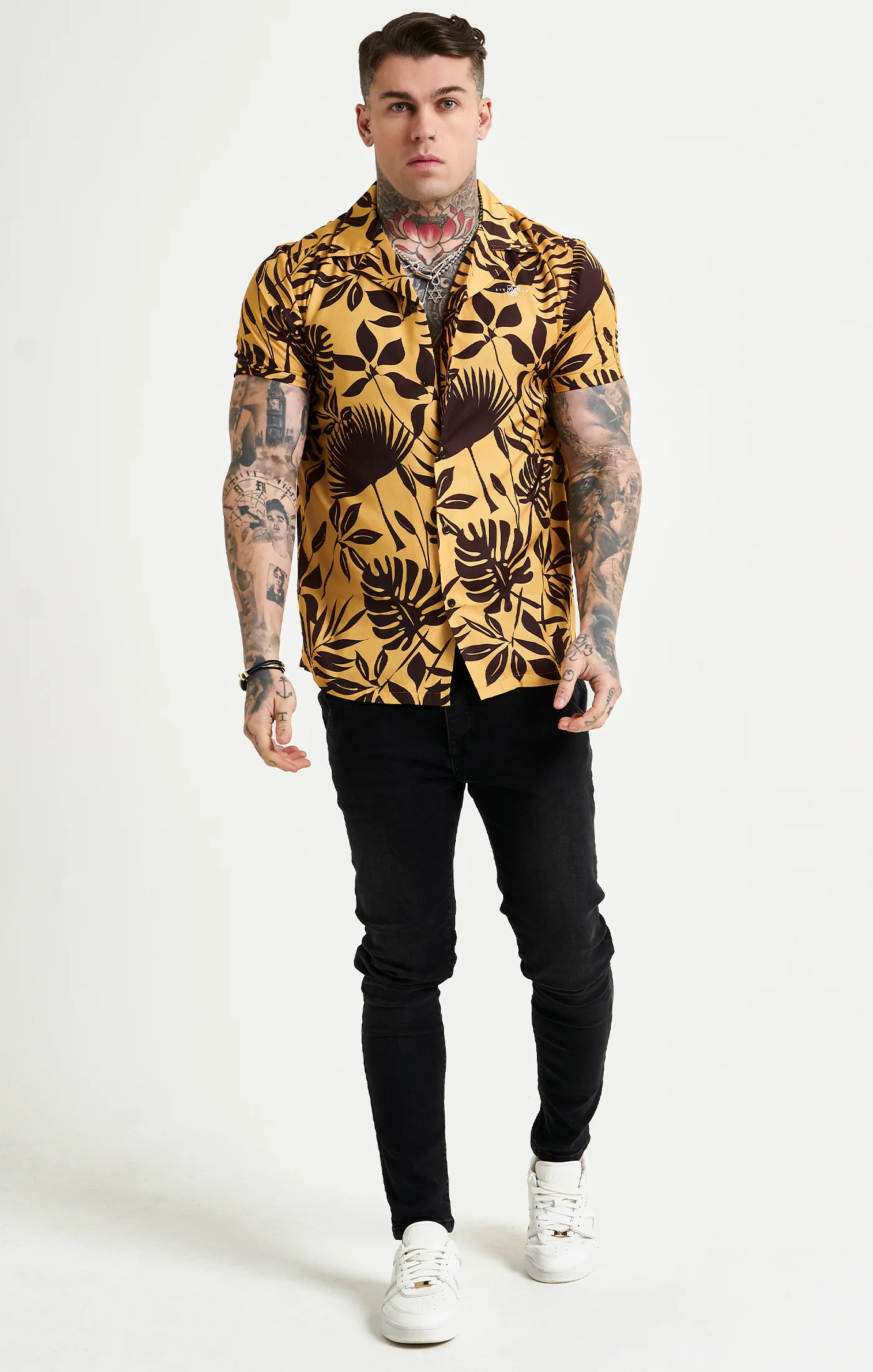 Yellow Leaf Print Resort Shirt - Image 6