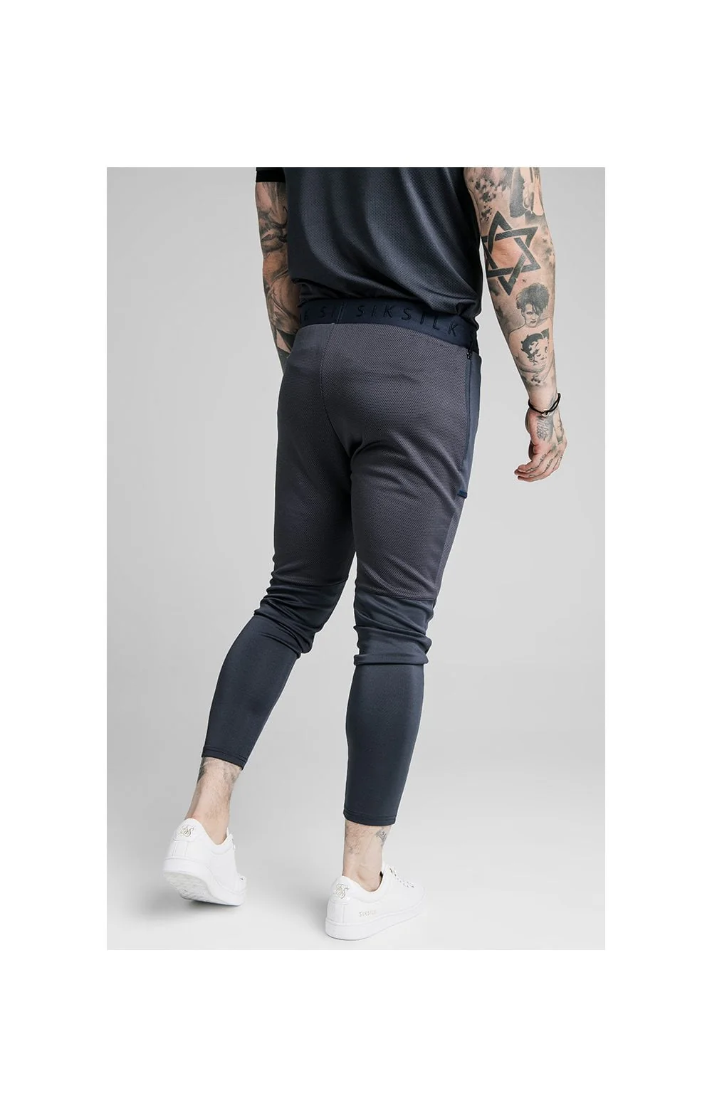 SikSilk Legacy Fade Track Pants - Midnight Grey & Neon White - Image 2