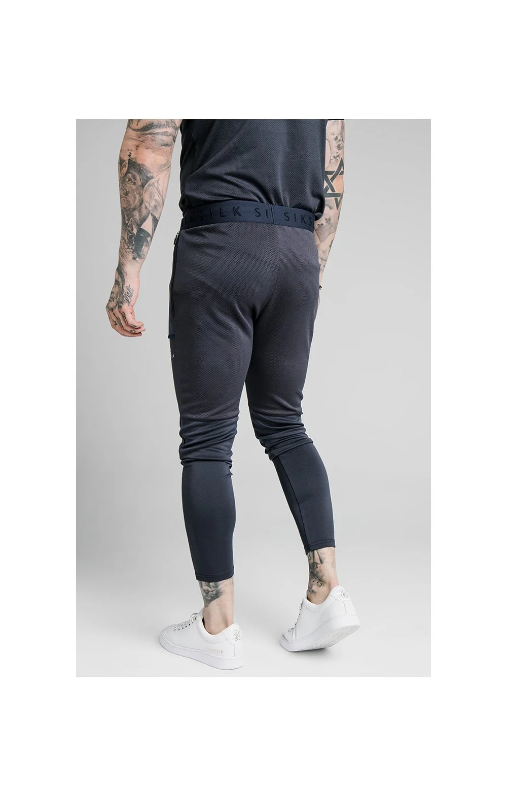SikSilk Legacy Fade Track Pants - Midnight Grey & Neon White - Image 3