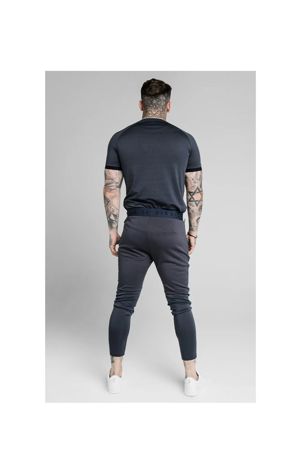 SikSilk Legacy Fade Track Pants - Midnight Grey & Neon White - Image 7