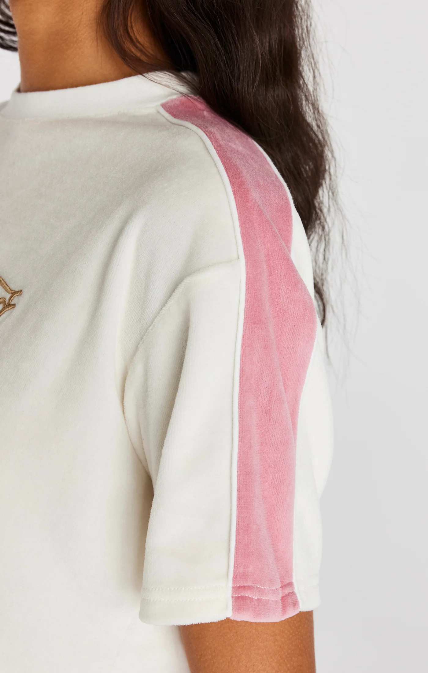 Ecru Velour Crop T-Shirt - Image 6