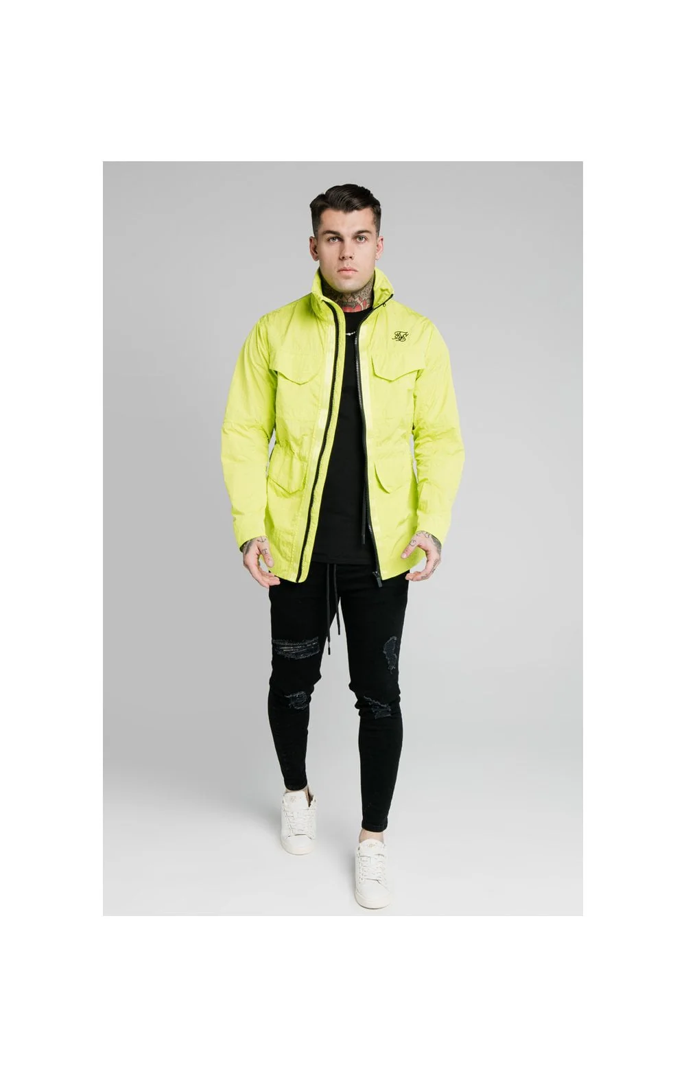 SikSilk Lightweight Zip Jacket - Fluro Green - Image 4