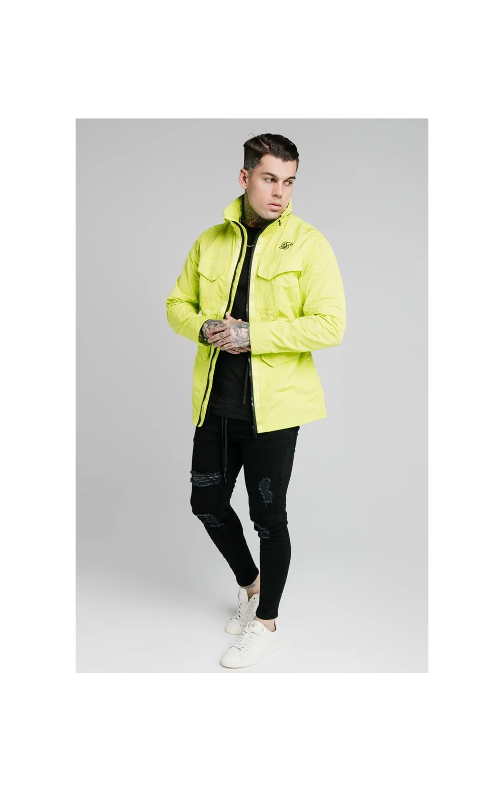 SikSilk Lightweight Zip Jacket - Fluro Green - Image 5