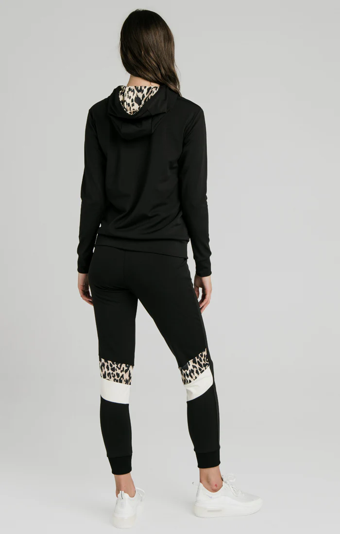 SikSilk Leopard Hooded Track Top – Black - Image 5