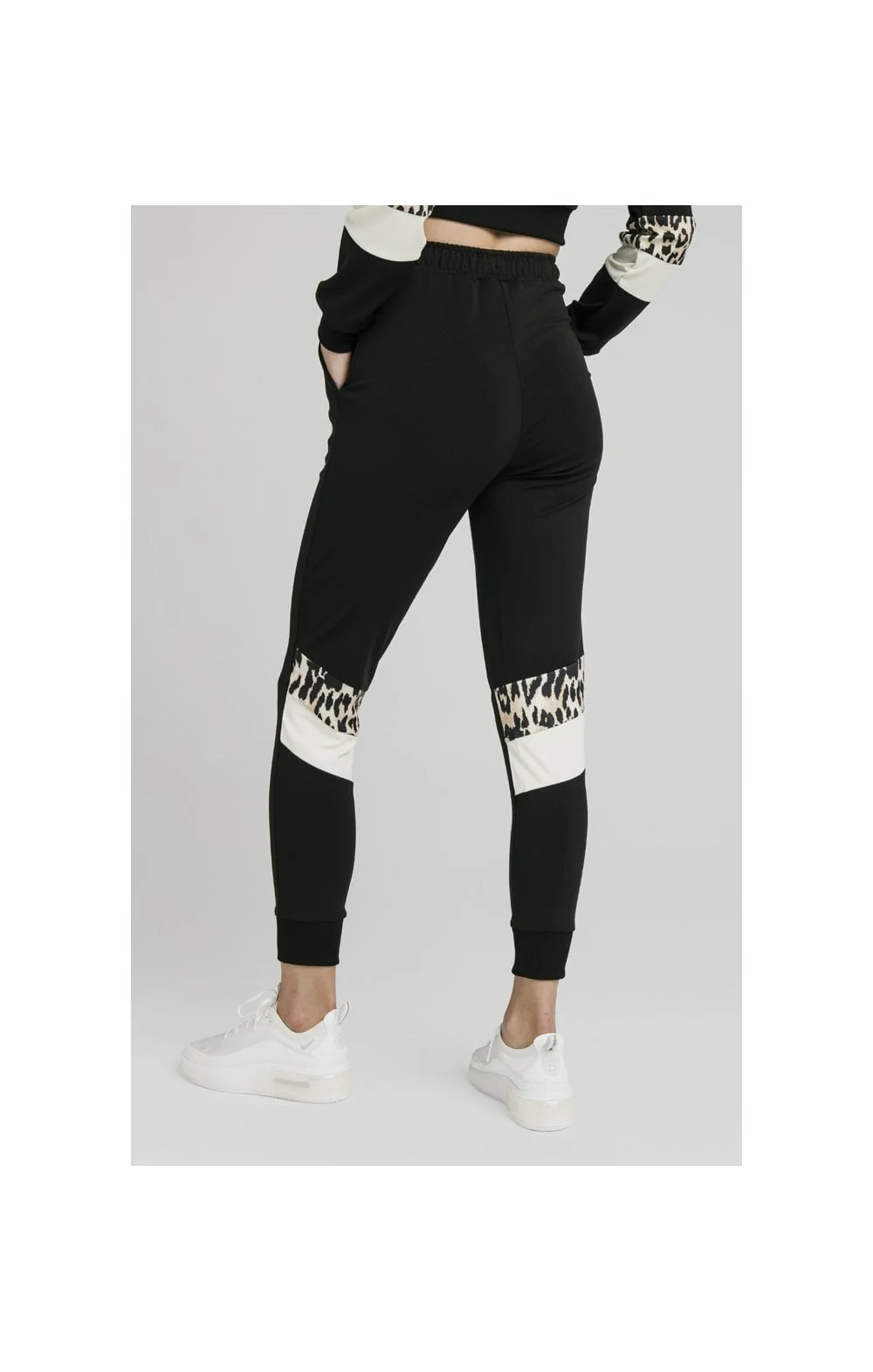 SikSilk Leopard Panel Track Pants – Black - Image 2