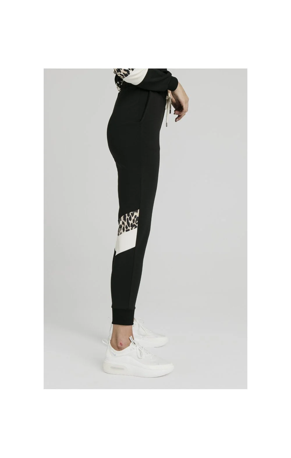 SikSilk Leopard Panel Track Pants – Black - Image 4