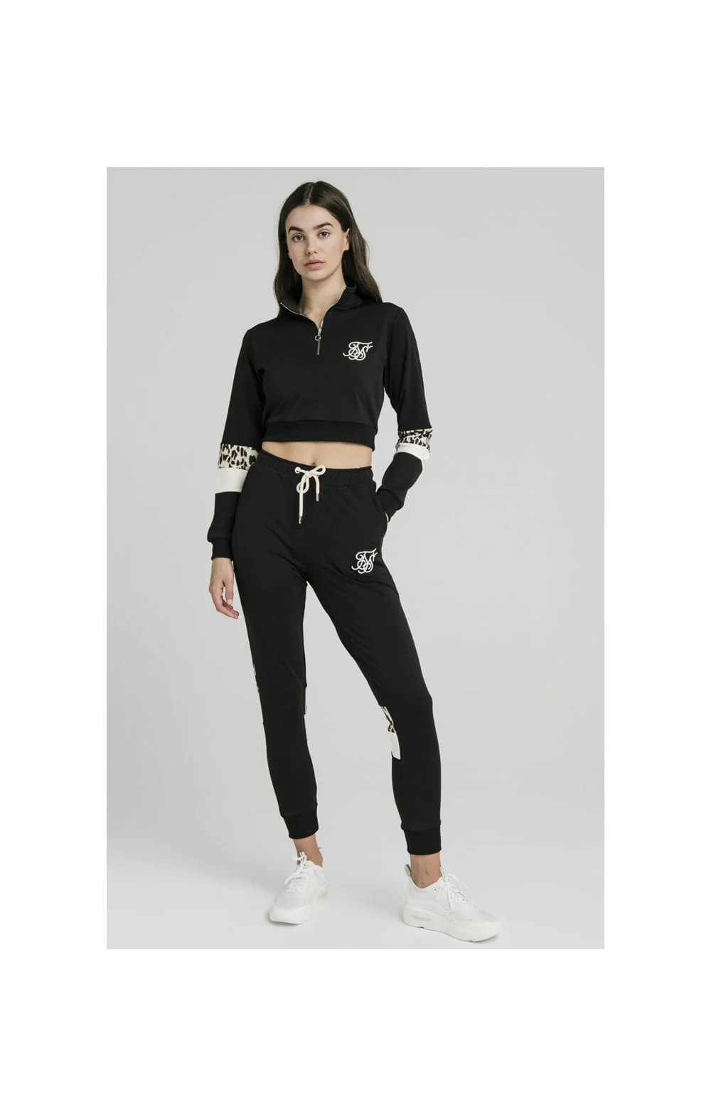 SikSilk Leopard Panel Track Pants – Black - Image 5