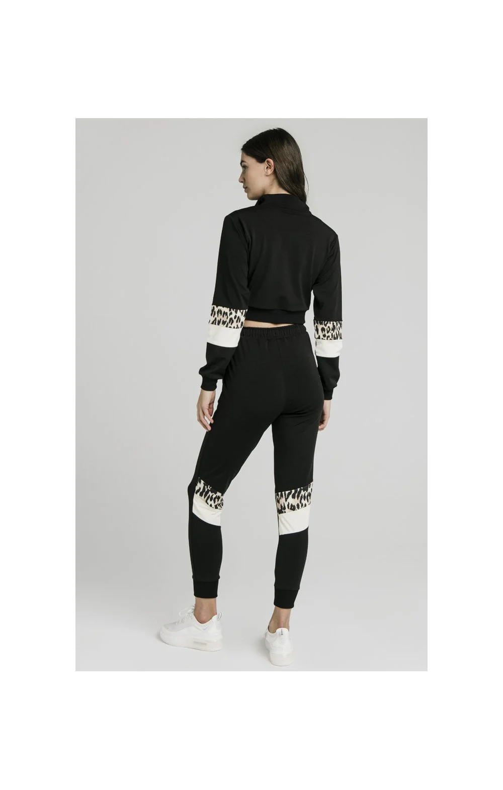SikSilk Leopard Panel Track Pants – Black - Image 8