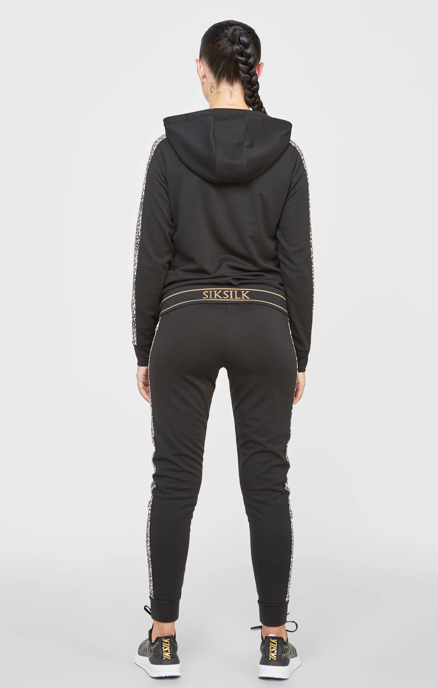 Black Leopard Print Panelled Track Pant - Image 5