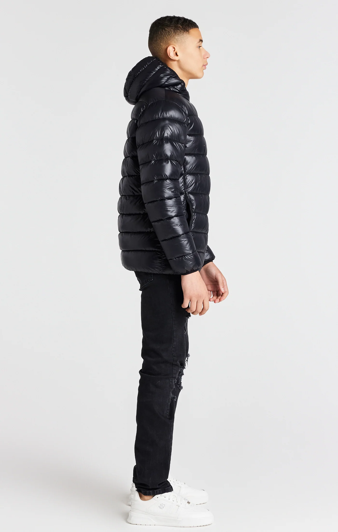 Boys Black Lightweight Bubble Jacket - Image 6