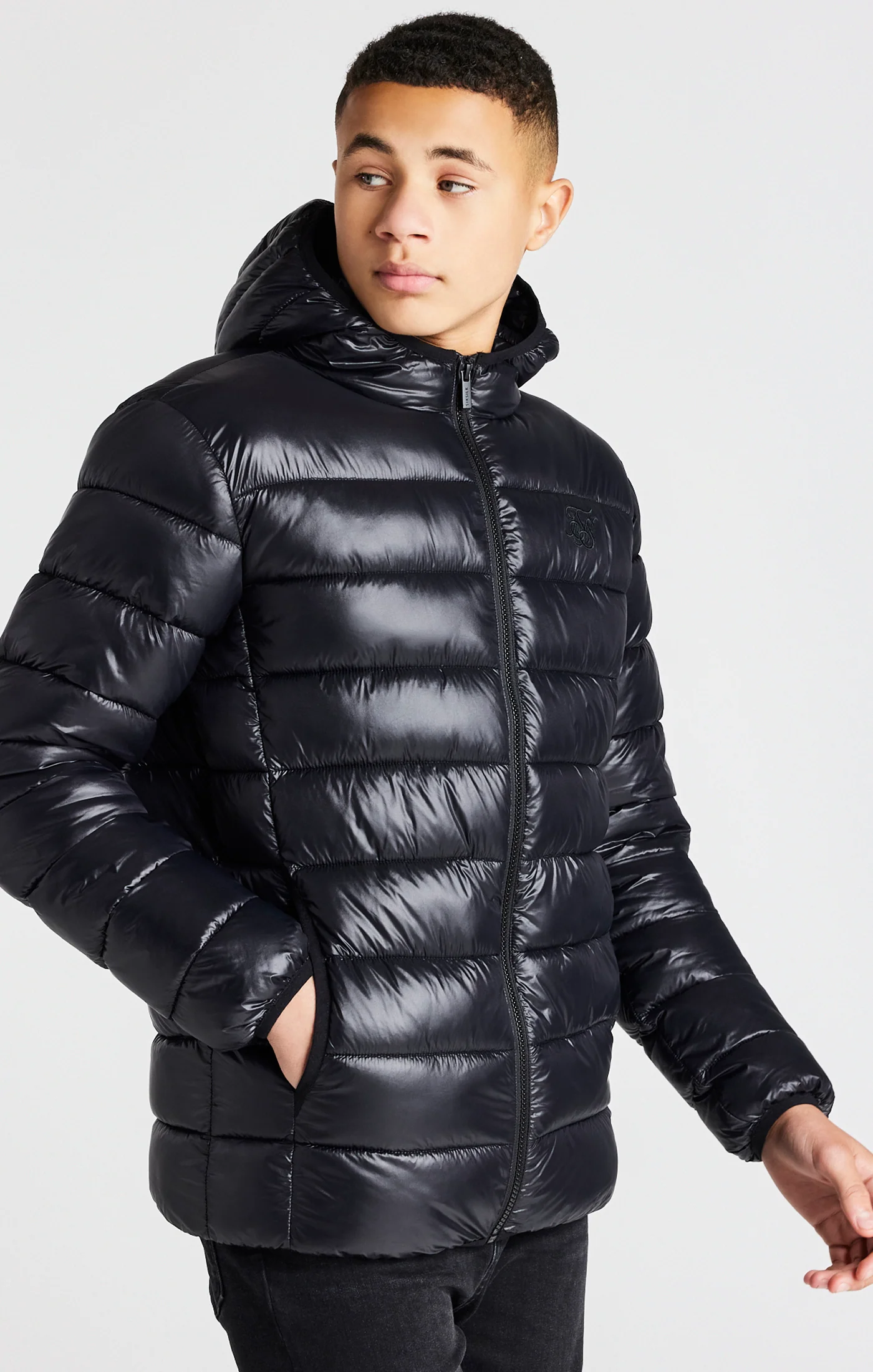 Boys Black Lightweight Bubble Jacket - Image 7