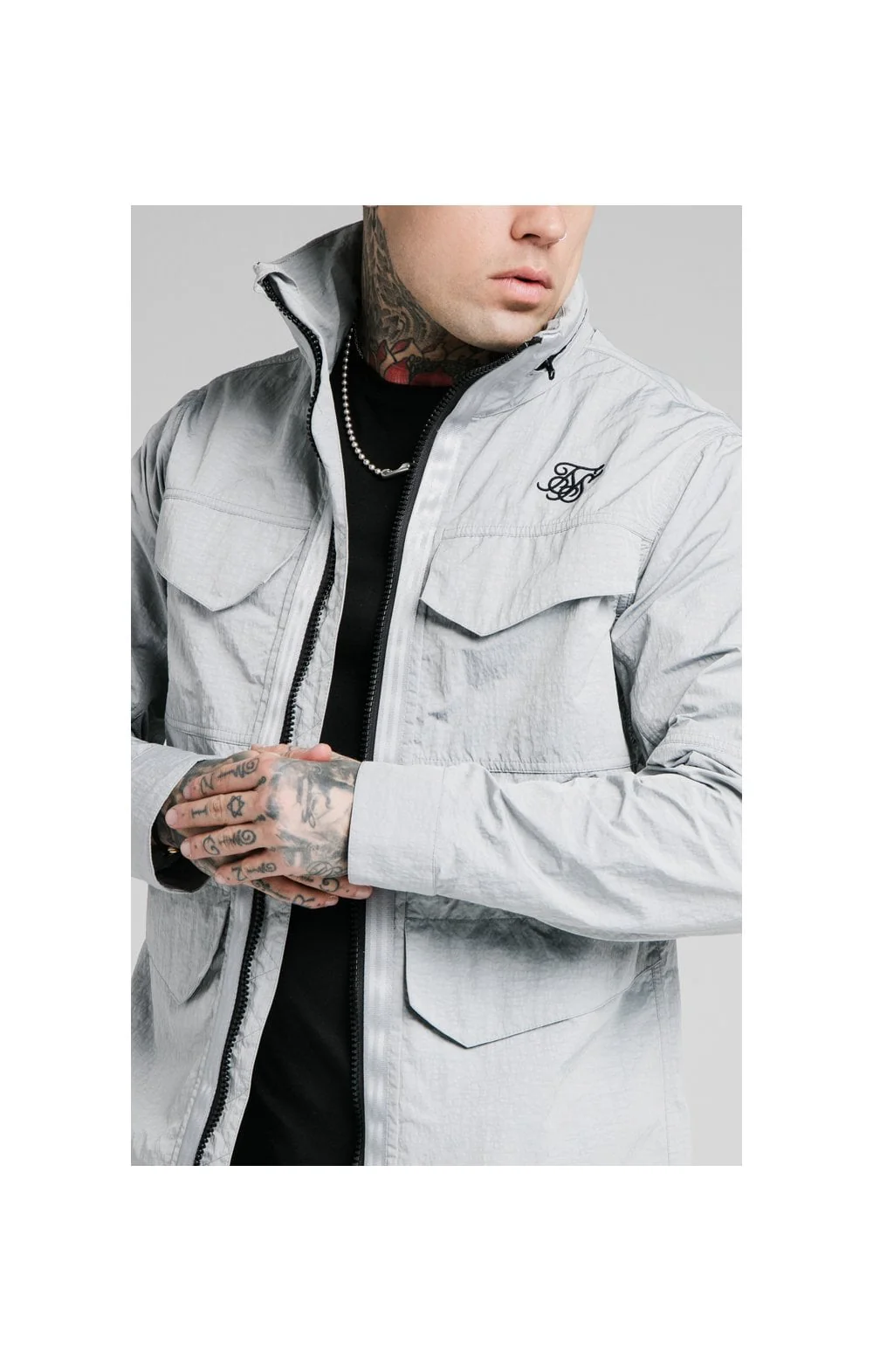 SikSilk Lightweight Zip Jacket - Ice Grey - Image 2