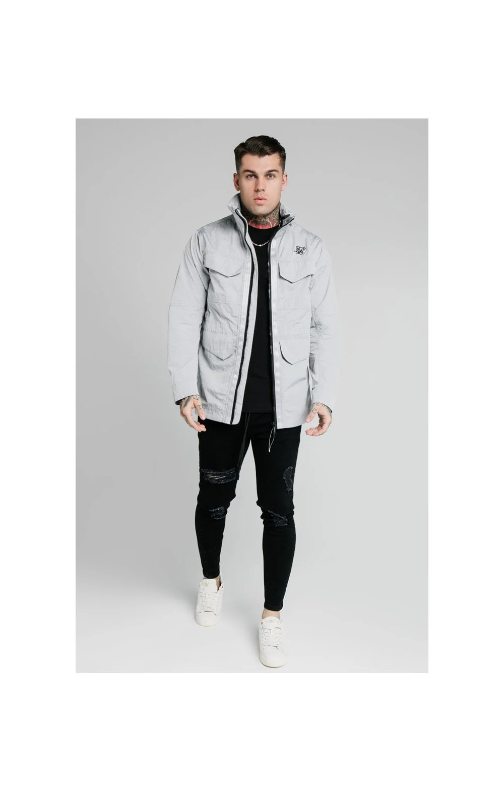 SikSilk Lightweight Zip Jacket - Ice Grey - Image 3