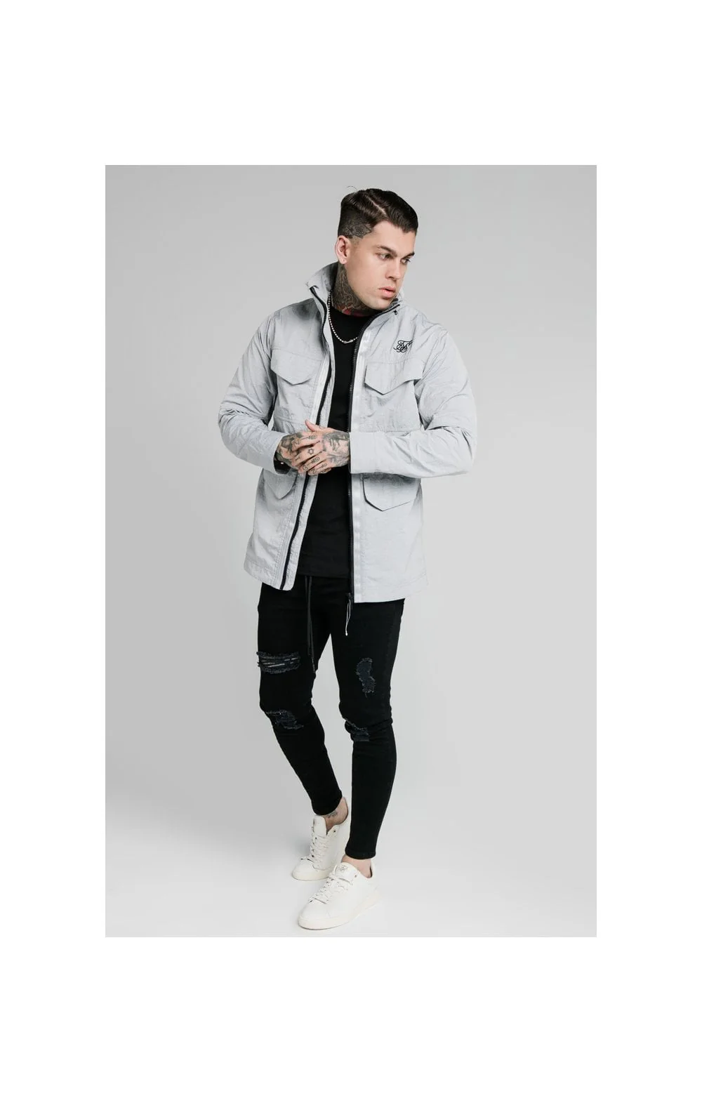 SikSilk Lightweight Zip Jacket - Ice Grey - Image 4