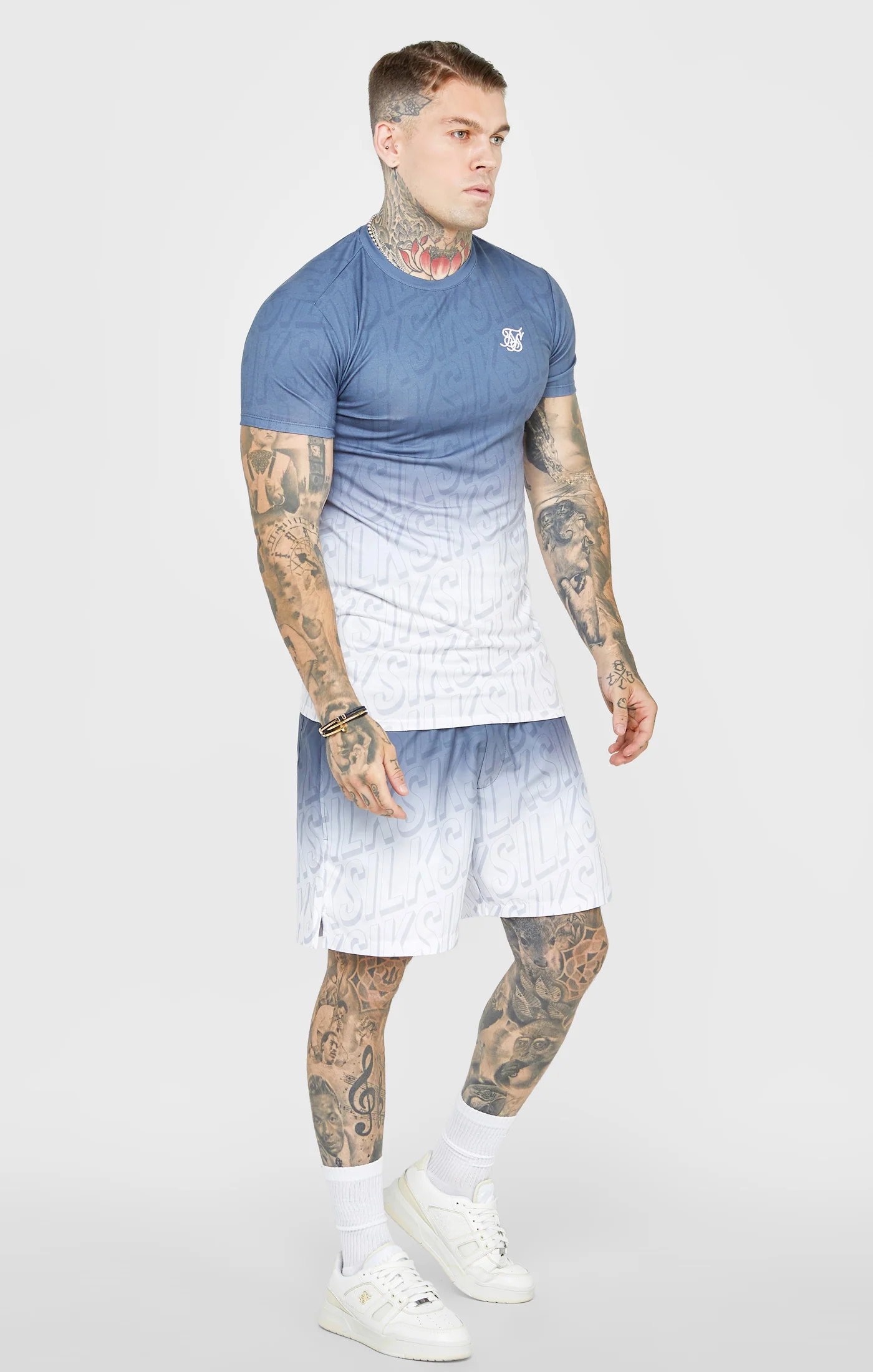 Navy Fade Muscle Fit T-Shirt - Image 4