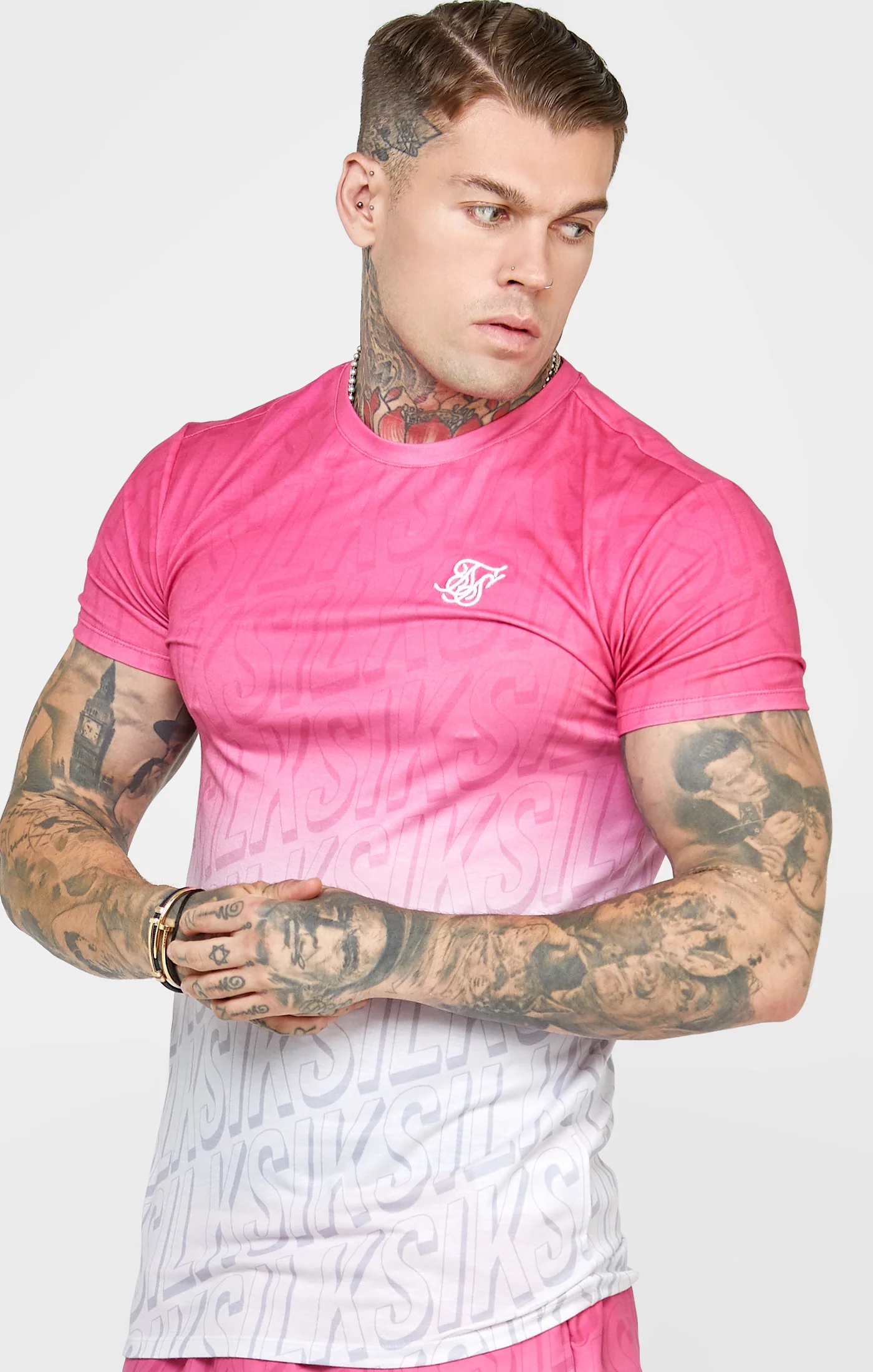 Pink Fade Muscle Fit T-Shirt