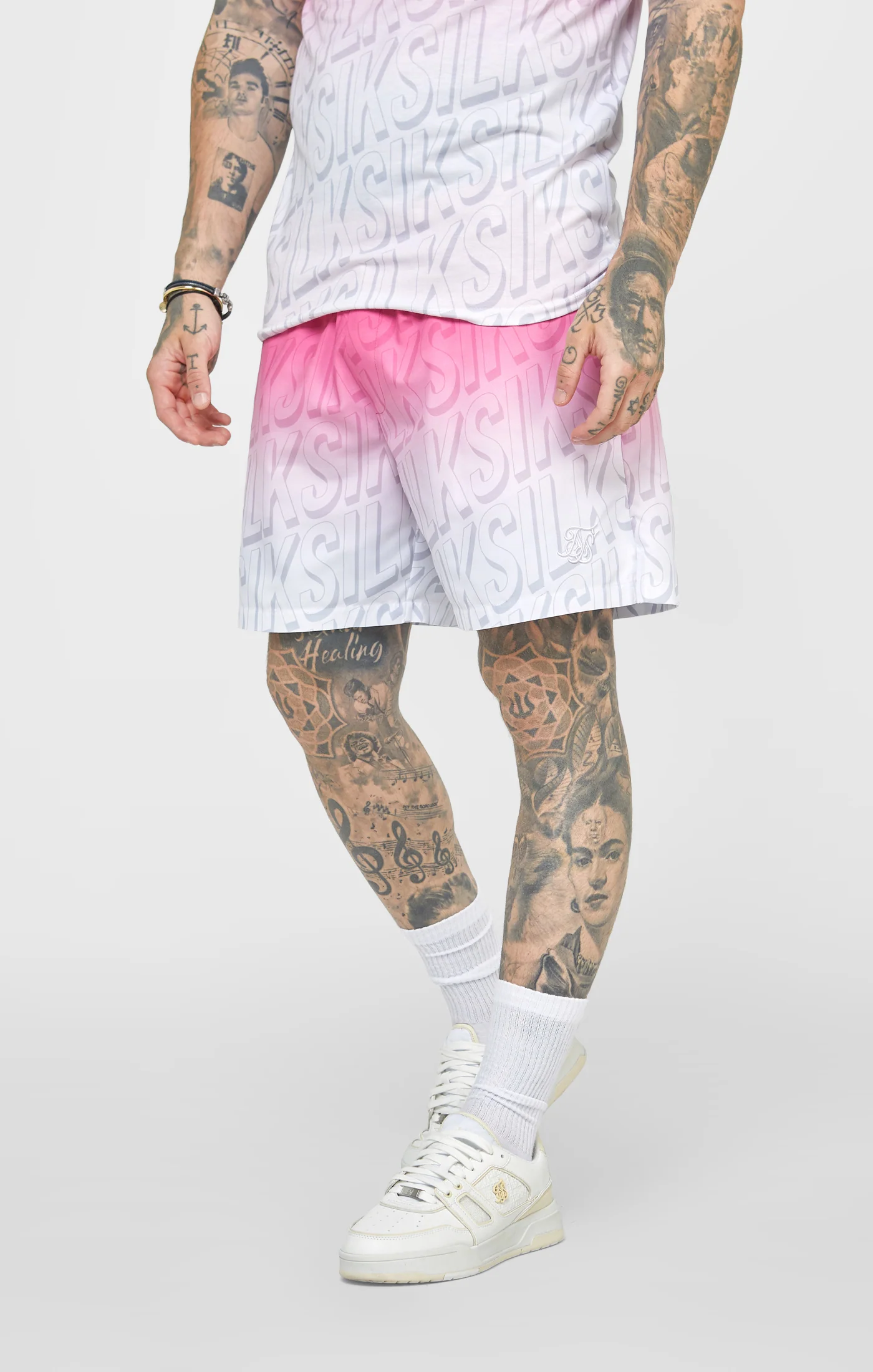 Pink Logo Fade Swim Short