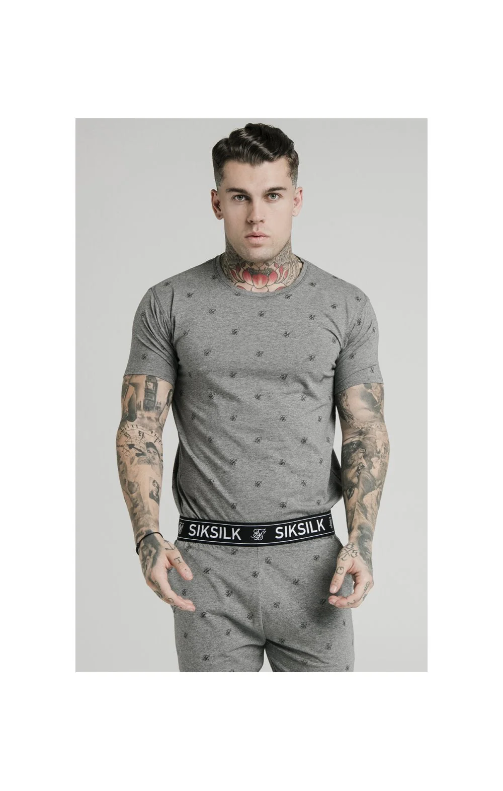 Grey Marl Logo Jersey Short - Image 4