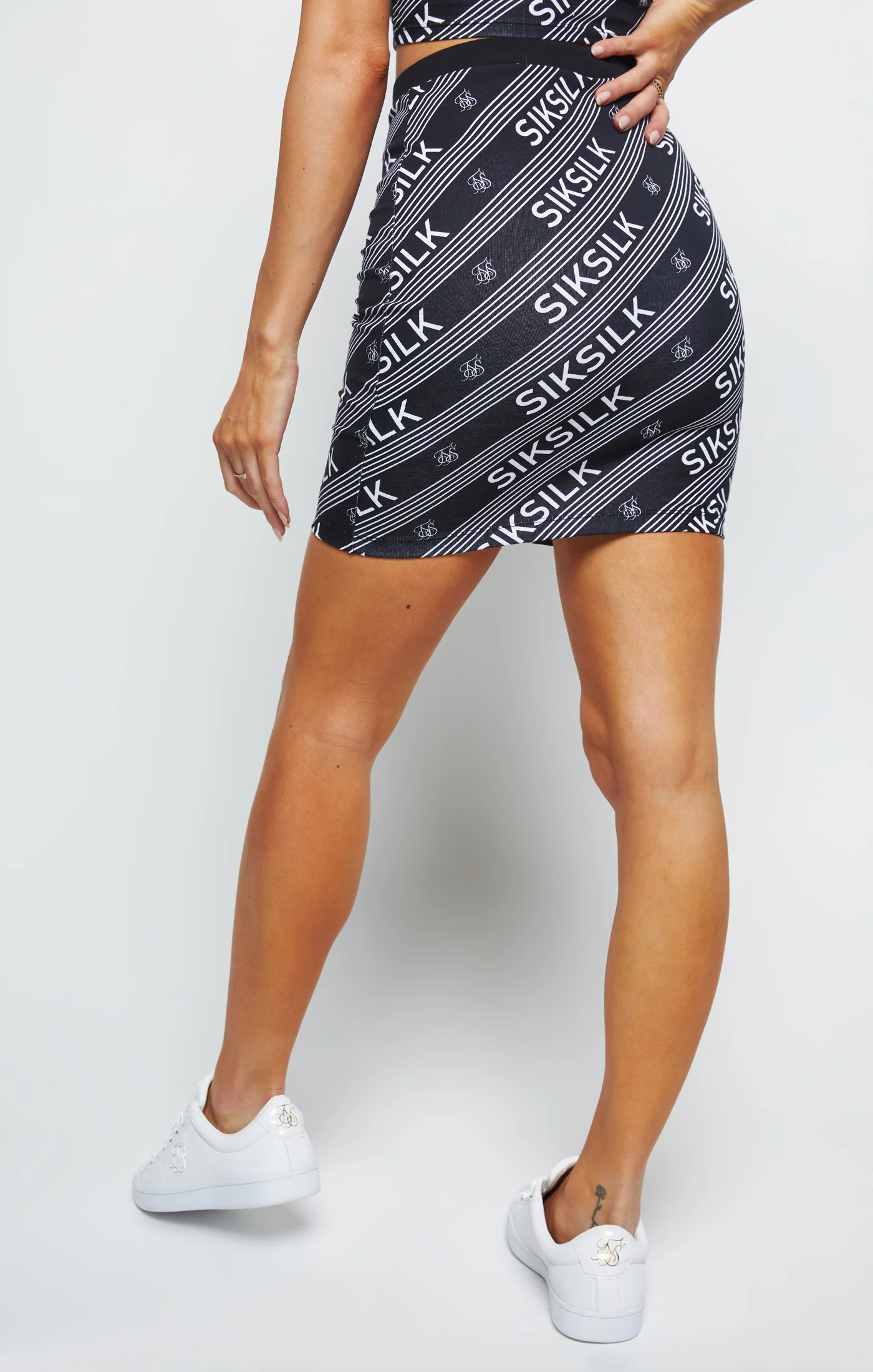 SikSilk Logo Print Skirt - Black - Image 2