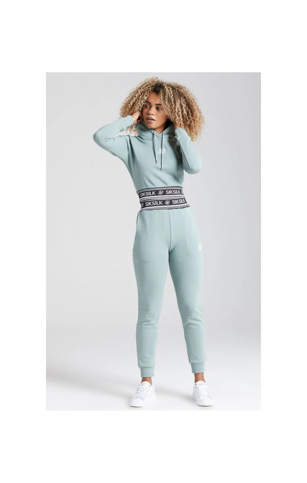 SikSilk Logo Ribbed Track Pant - Sage - Image 6