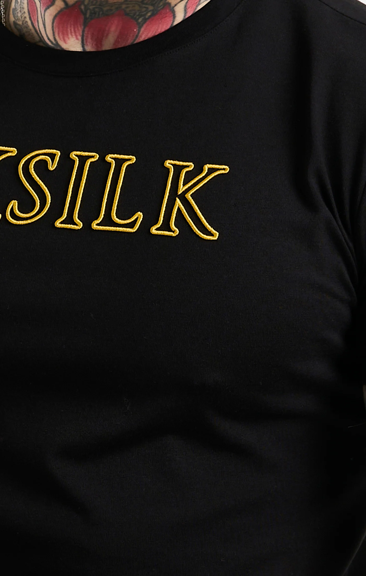 Black SikSilk Logo Muscle Fit T-Shirt - Image 2