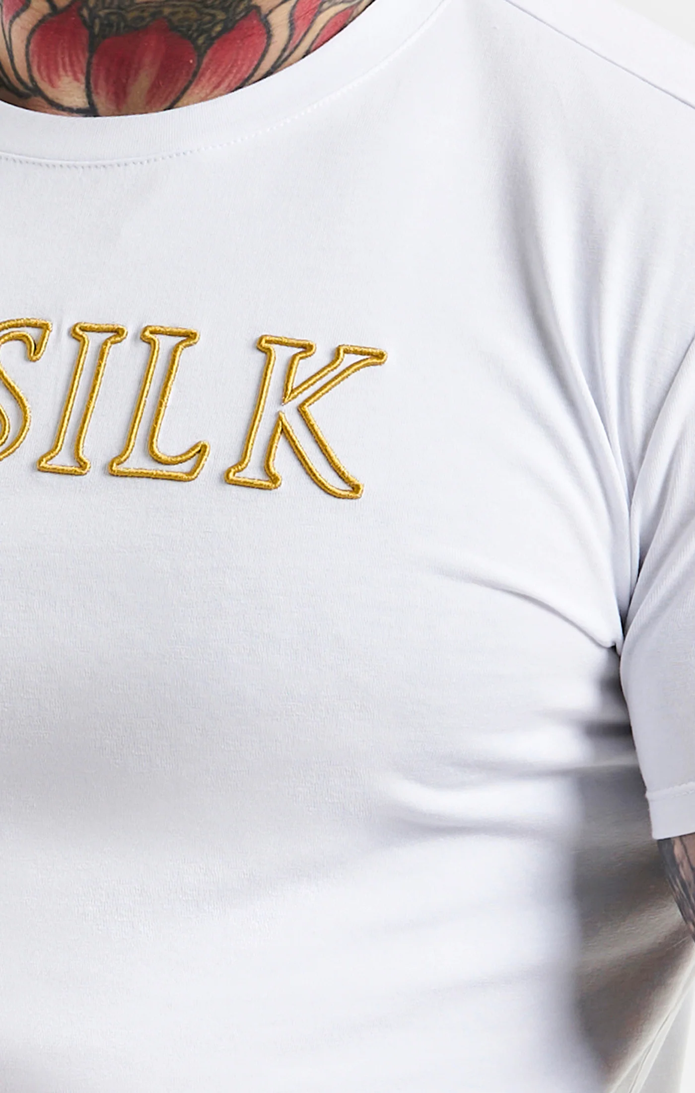 White SikSilk Logo Muscle Fit T-Shirt - Image 2