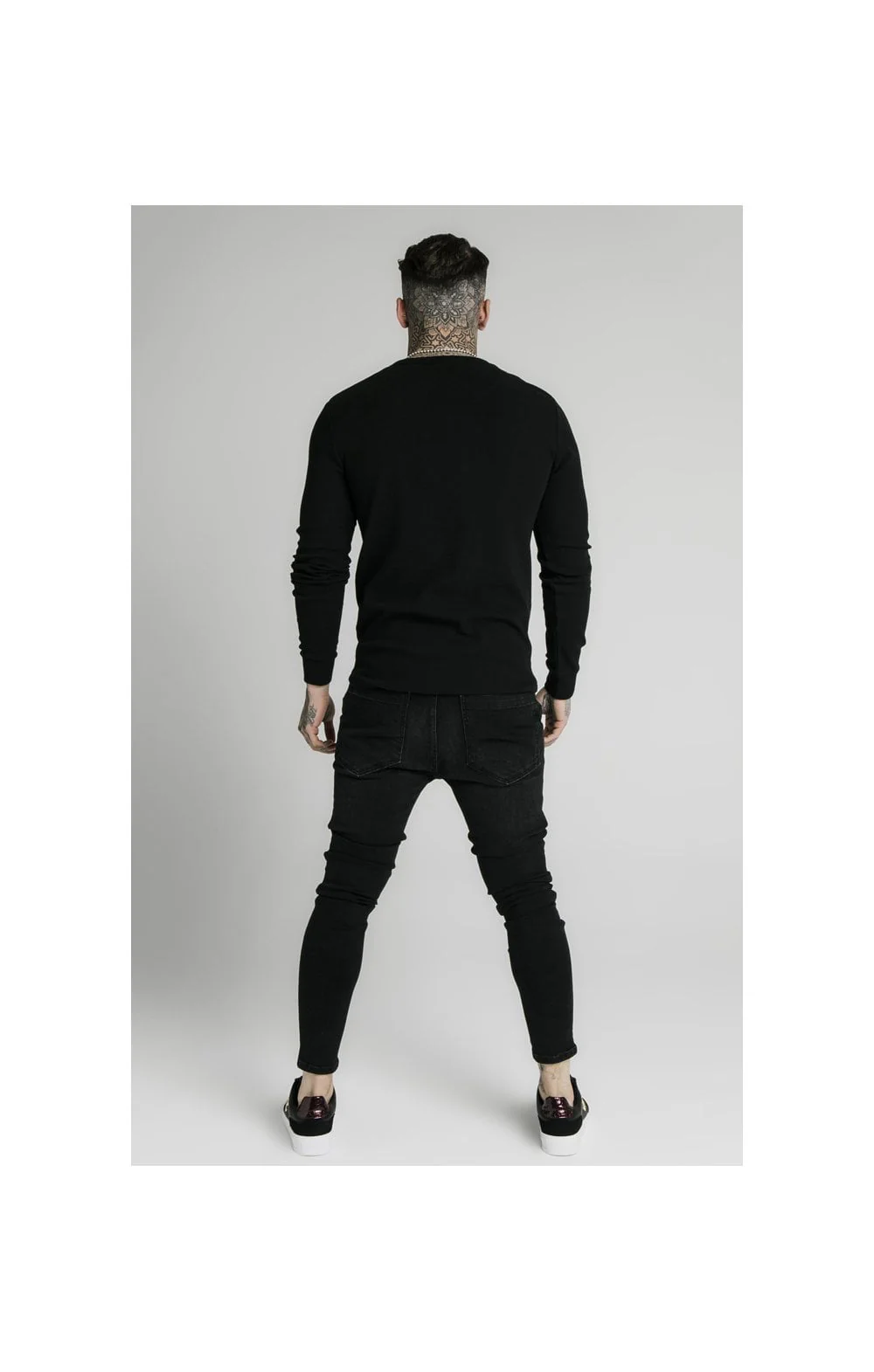 SikSilk Long Sleeve Button Down Tee – Black - Image 5