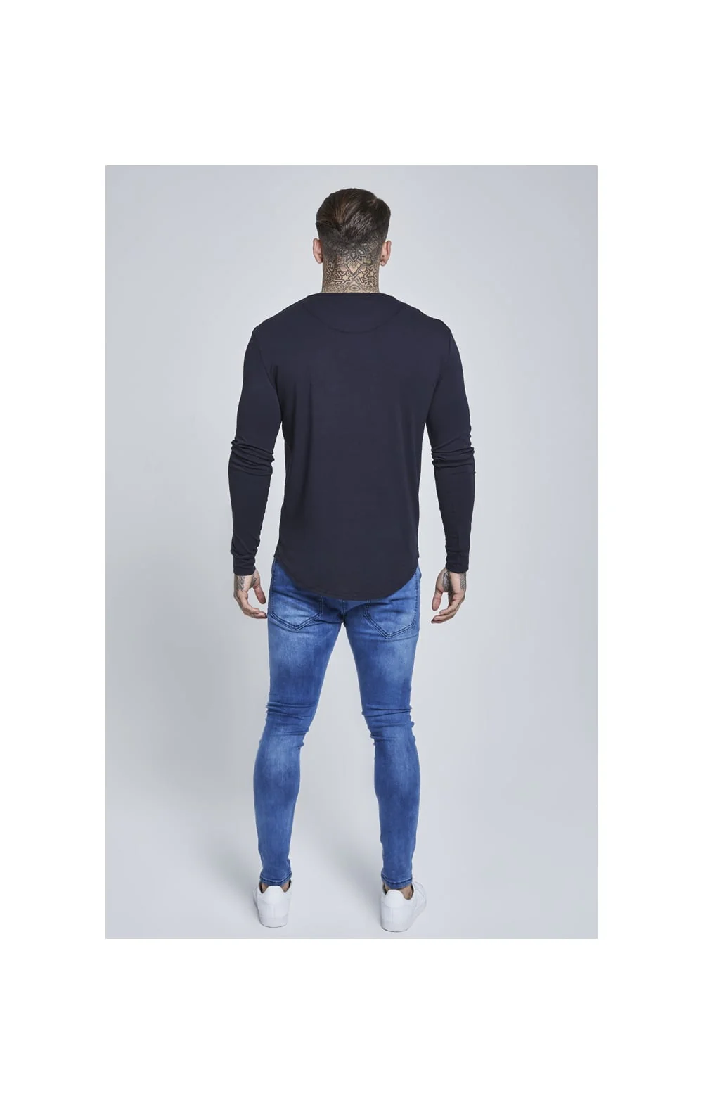 Navy Long Sleeve Muscle Fit T-Shirt - Image 5