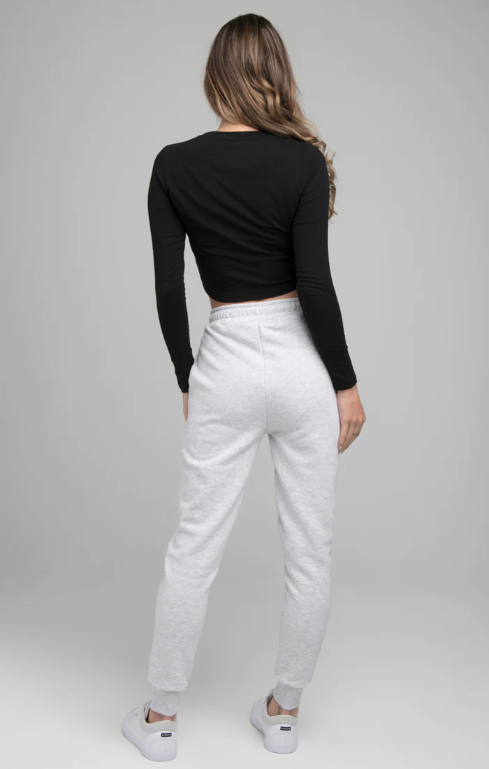 SikSilk Long Sleeve Signature Crop Tee - Black - Image 5