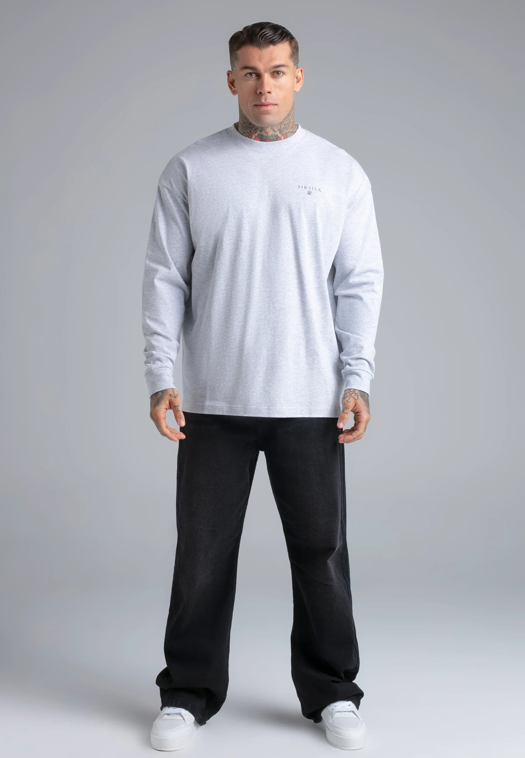Grey Marl Long Sleeve T-Shirt - Image 3
