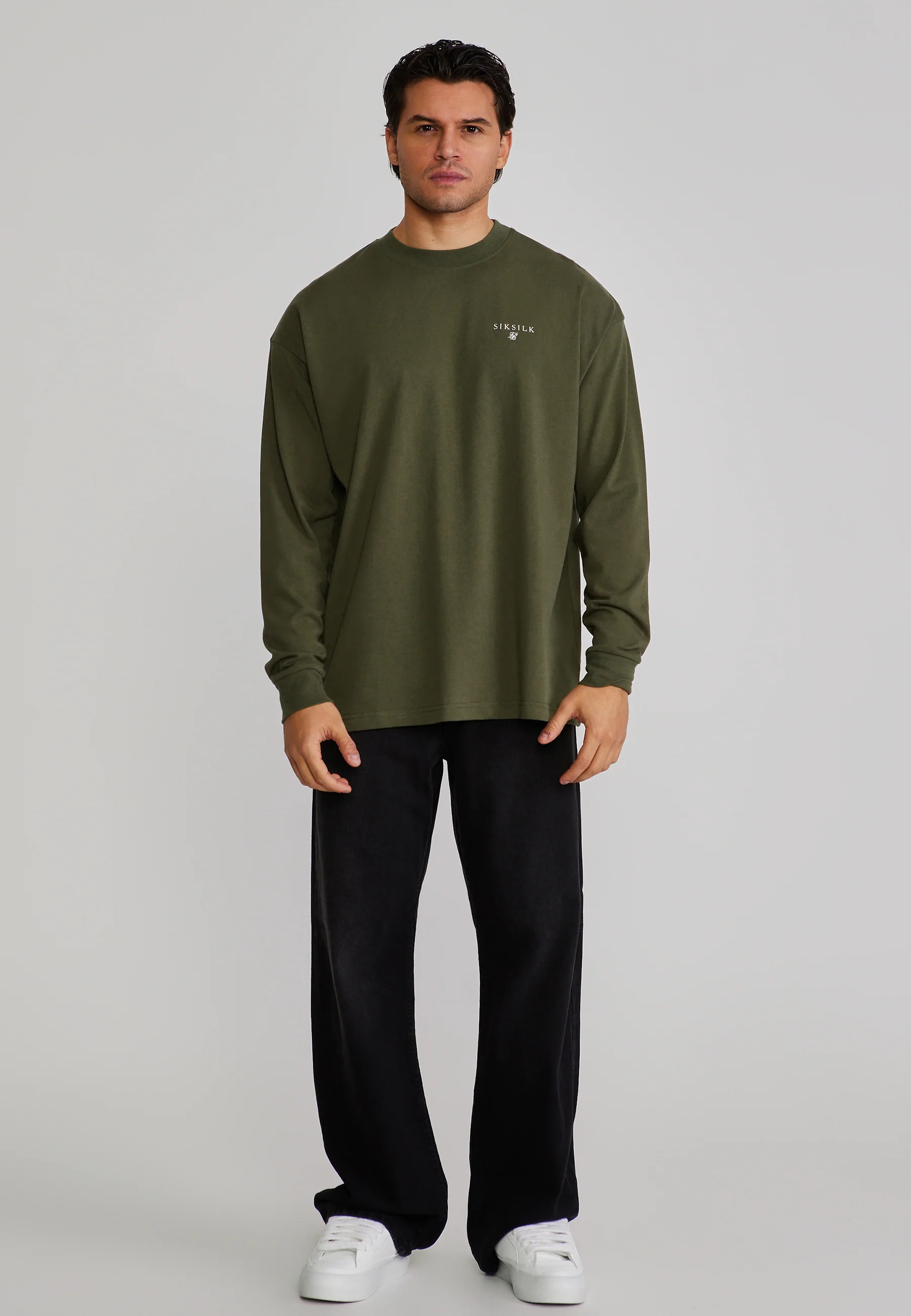 Khaki Green Long Sleeve T-Shirt - Image 3