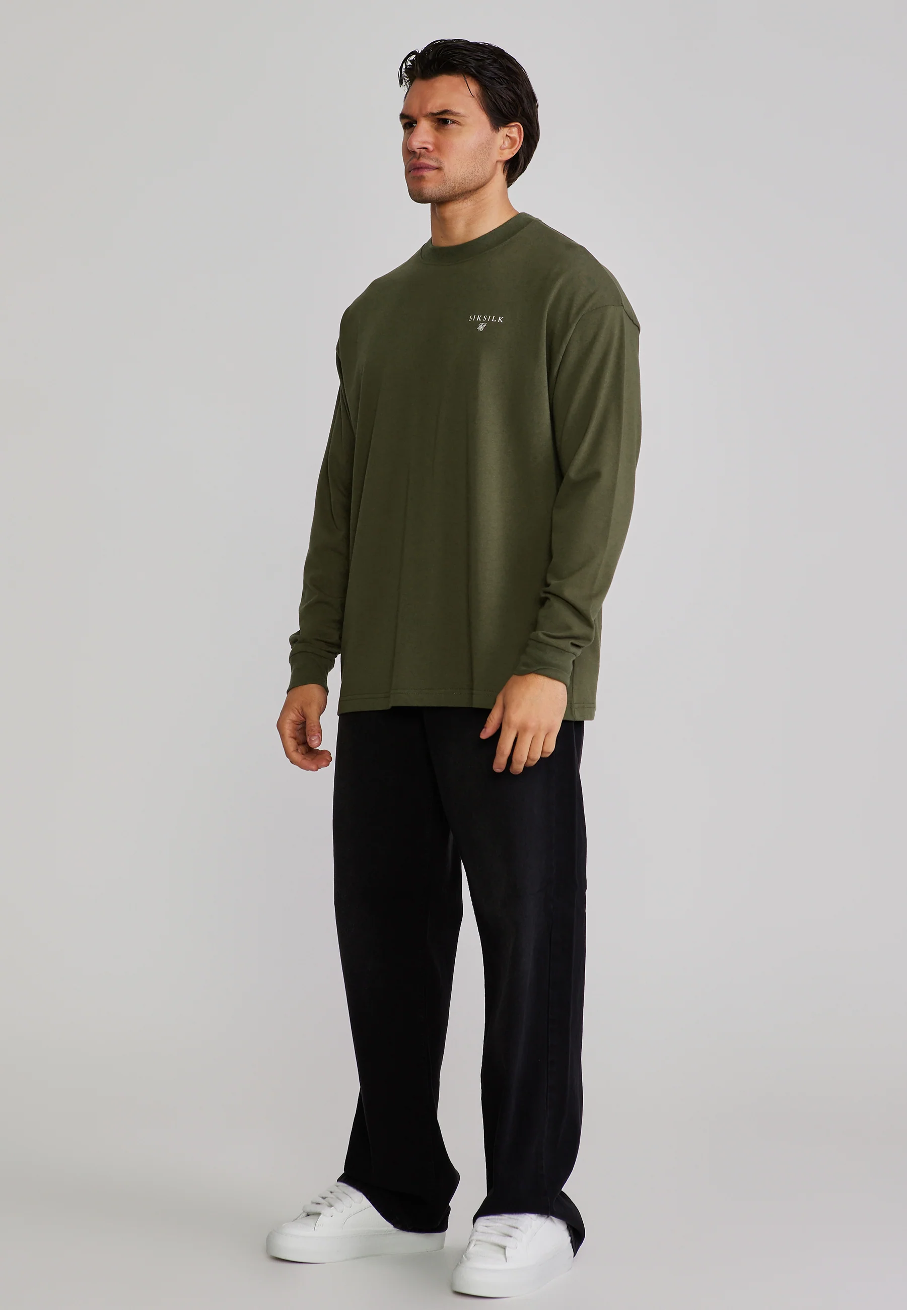 Khaki Green Long Sleeve T-Shirt - Image 4