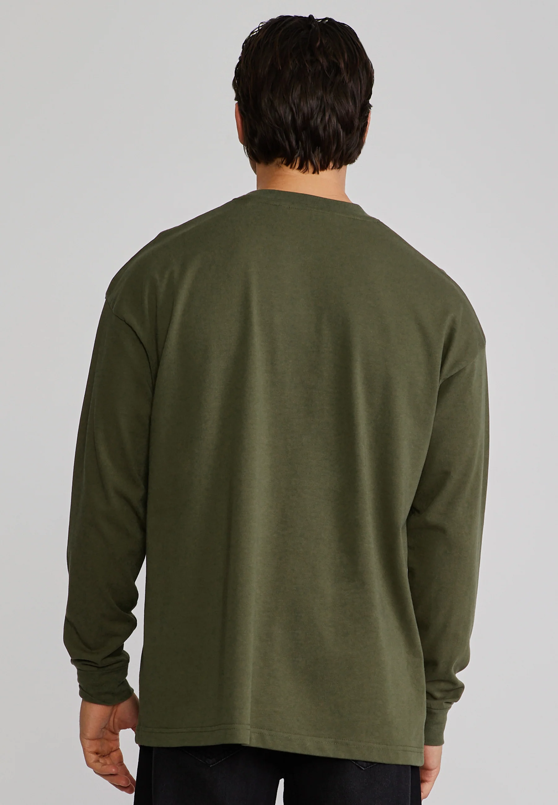 Khaki Green Long Sleeve T-Shirt - Image 5