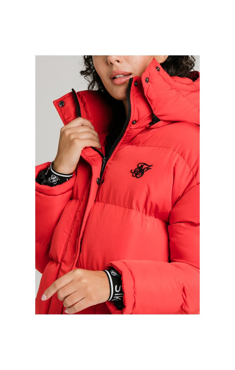 SikSilk Longline Padded Jacket - Red - Image 2